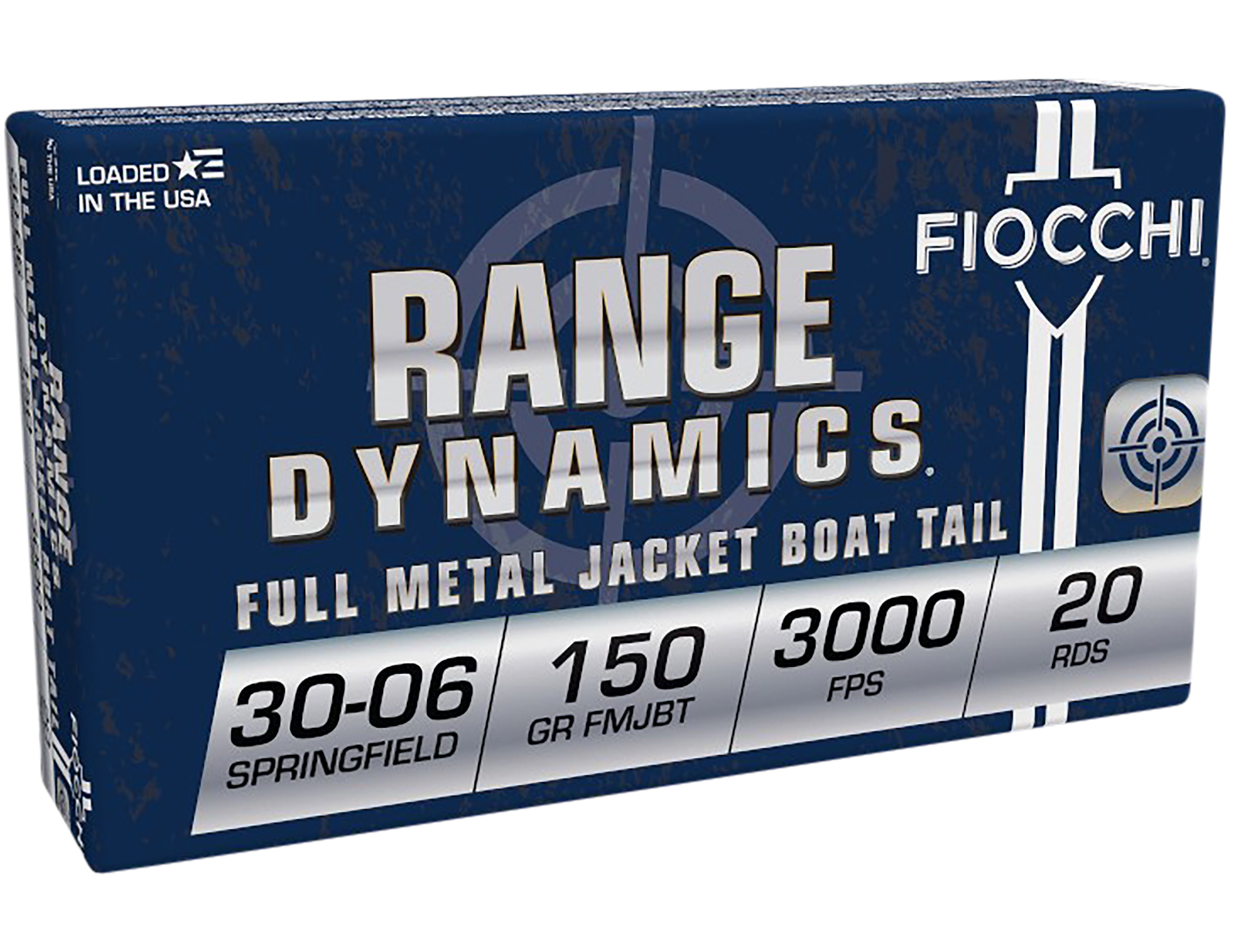 Fiocchi 3006A Range Dynamics 30-06Springfield 150gr Full Metal Jacket Boat Tail 20 Per Box/10 Case