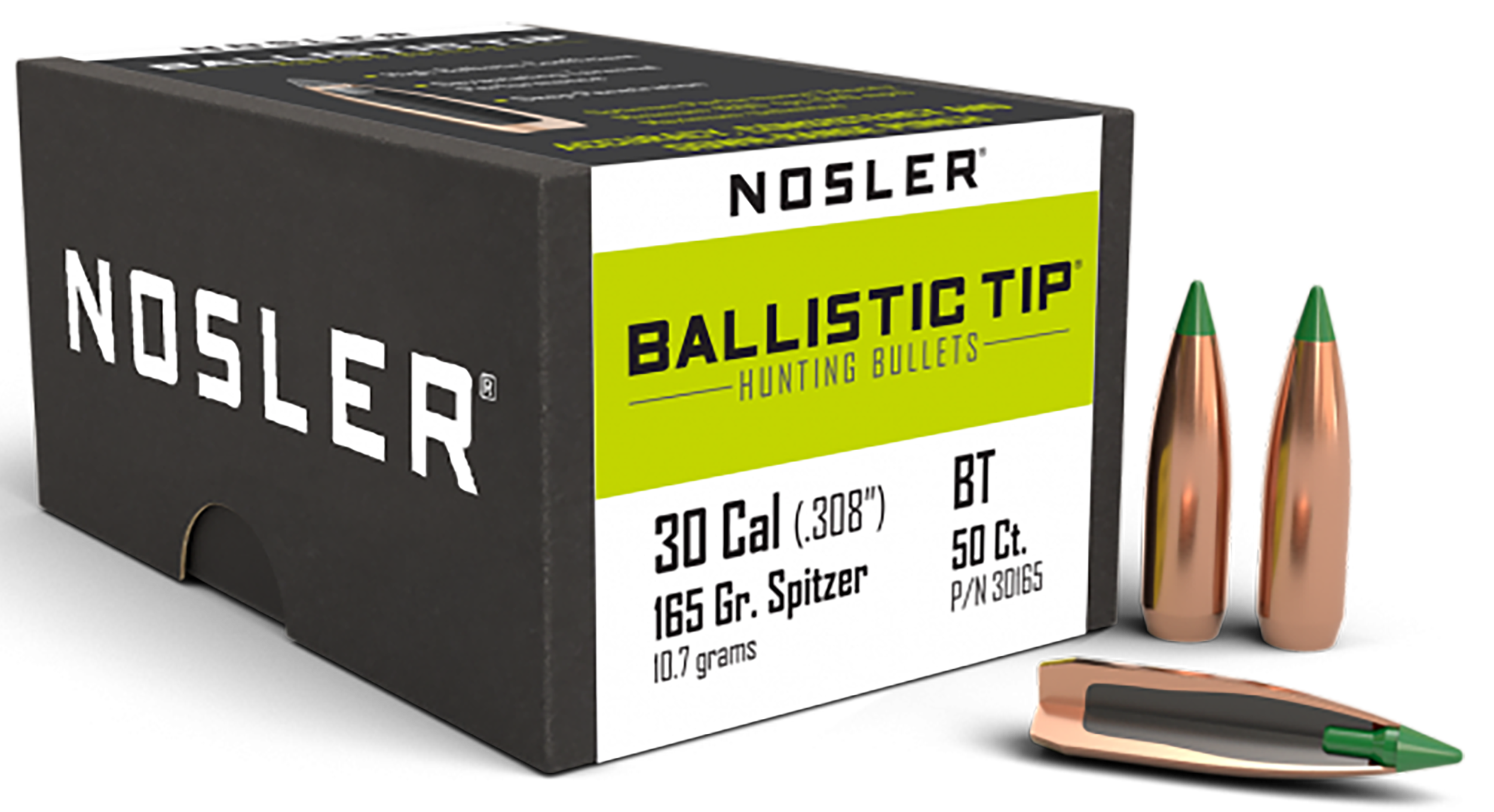 Nosler 30165 Ballistic Tip  30Cal 165gr Spitzer 50/Box
