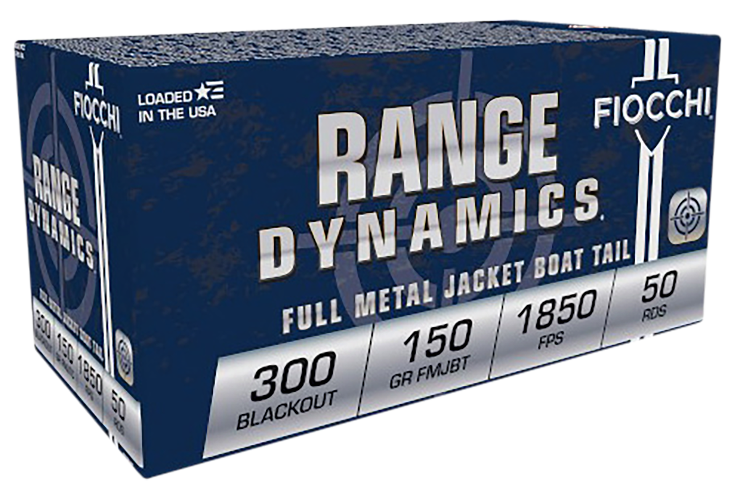 Fiocchi 300BLKC Range Dynamics  300Blackout 150gr Full Metal Jacket Boat Tail 50 Per Box/10 Case
