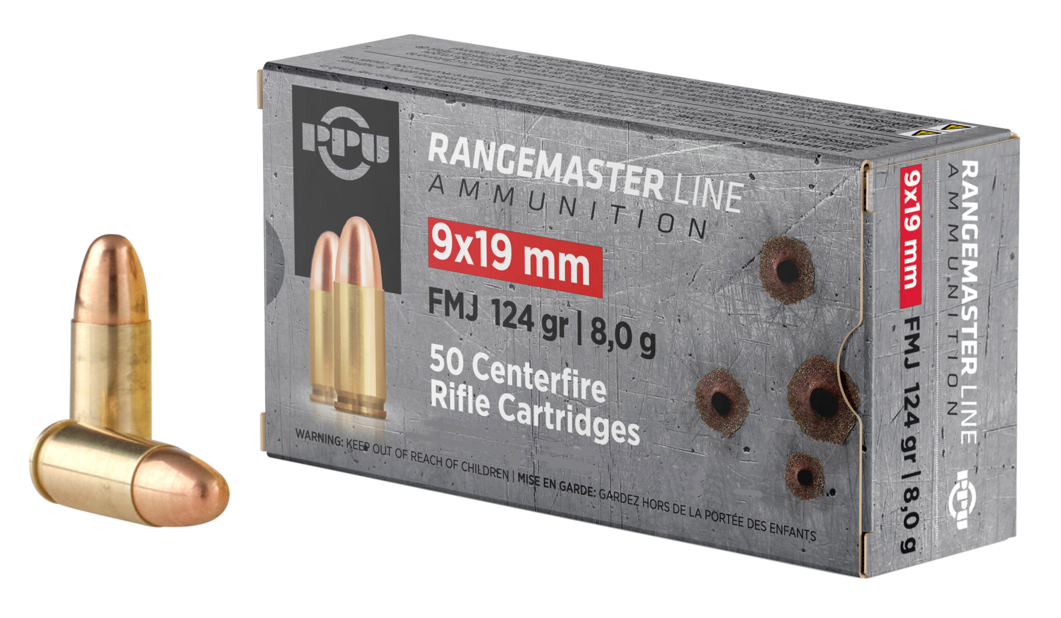 PPU PPRM9M Rangemaster 9mmLuger 124gr Full Metal Jacket 1000/Box