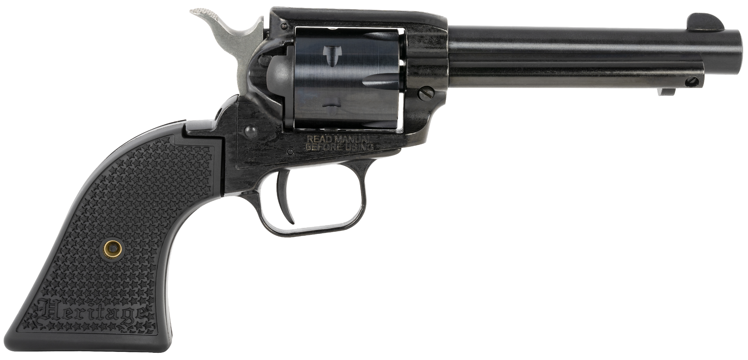 Heritage Mfg RR22B4PG Rough Rider  22 LR 6 Shot, 4.75" Black Steel Barrel, Black Cerakote Zinc Alloy Frame, Black Cerakote Cylinder, Black Polymer Grip, Hammer/Thumb Safety, Exposed Hammer
