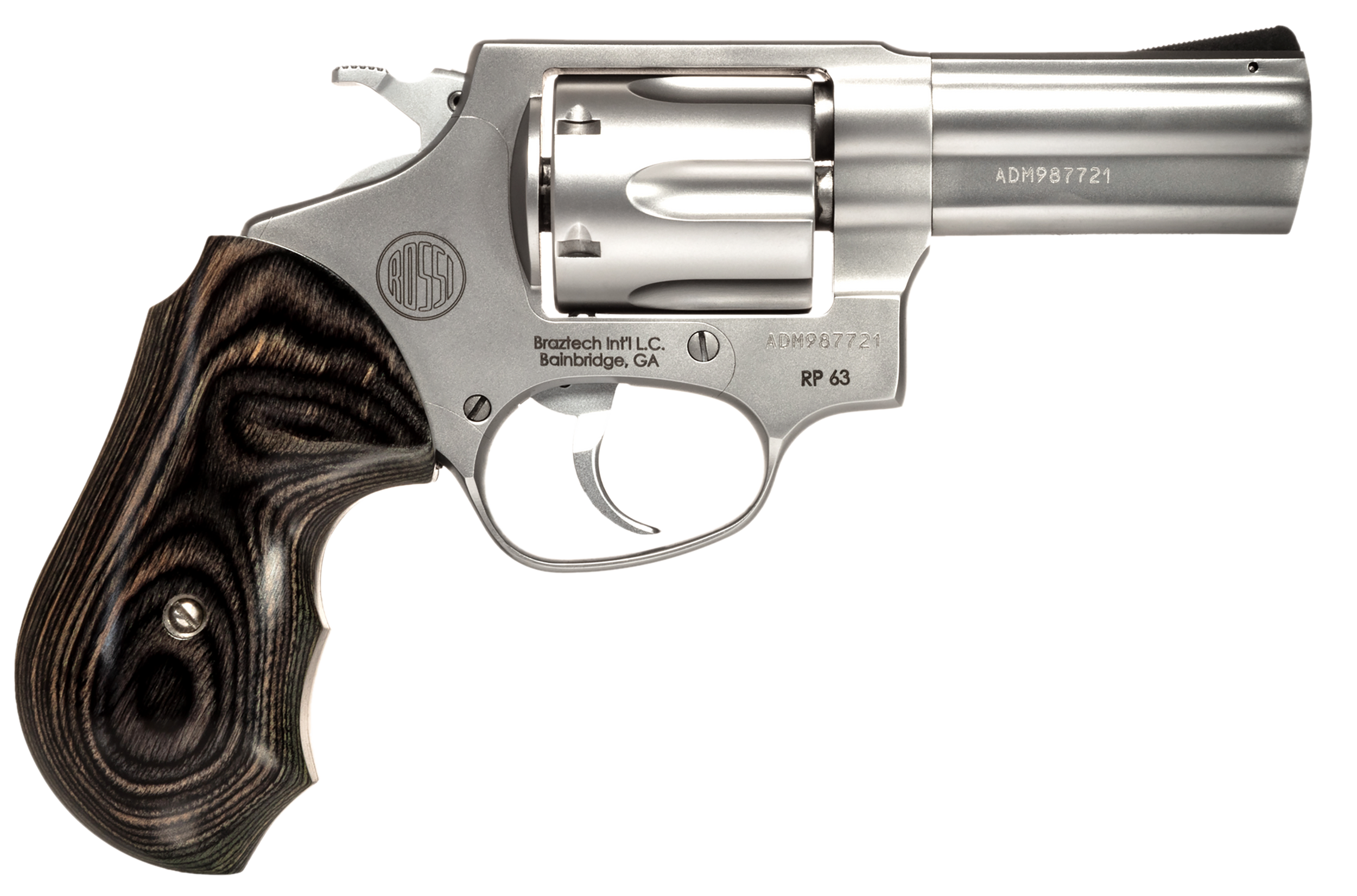 Rossi 2-RP639WD1 RP63  Small Frame 357 Mag 6rd 3" Stainless Steel Barrel, Cylinder & Frame Black/Gray Laminate Grip, Hammer Block Safety, Exposed Hammer