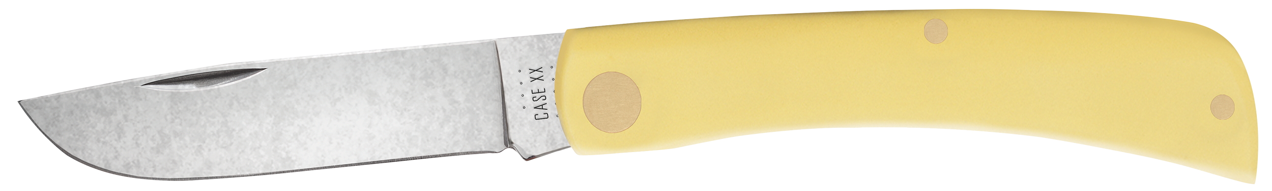 Case 00032 Sod Buster Jr.  2.80" Folding Skinner Plain Tumble Polish Chrome Vanadium Steel Blade/Yellow Synthetic Handle