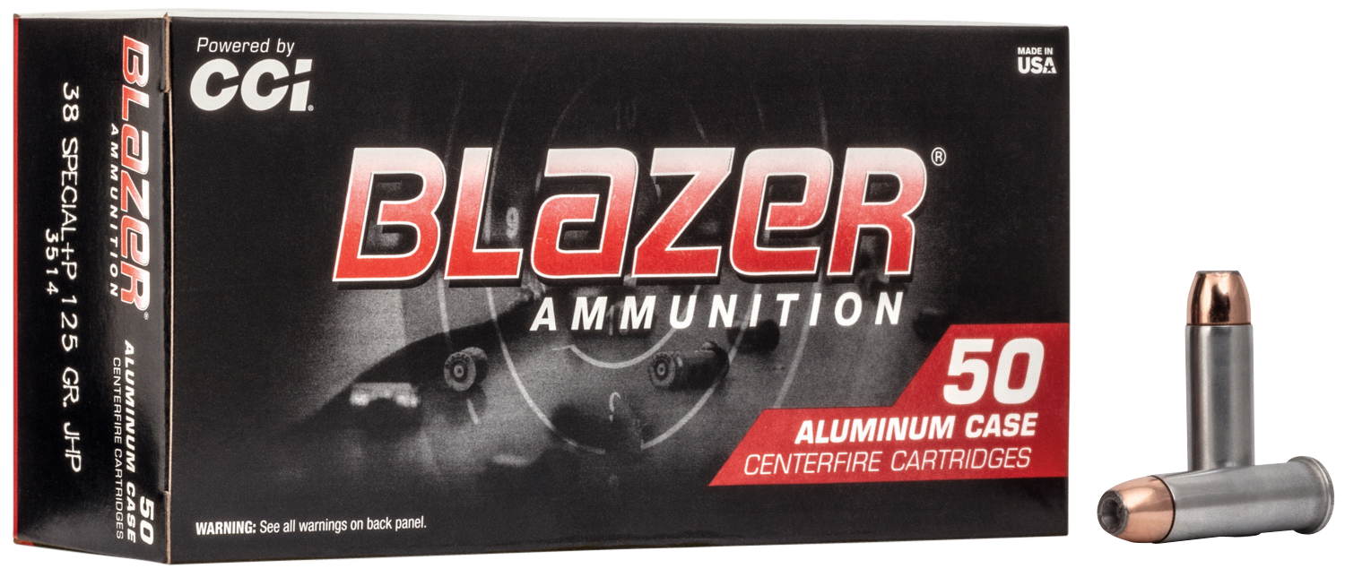 CCI 3514 Blazer Handgun 38Special +P 125gr Jacketed Hollow Point 50 Per Box/20 Case