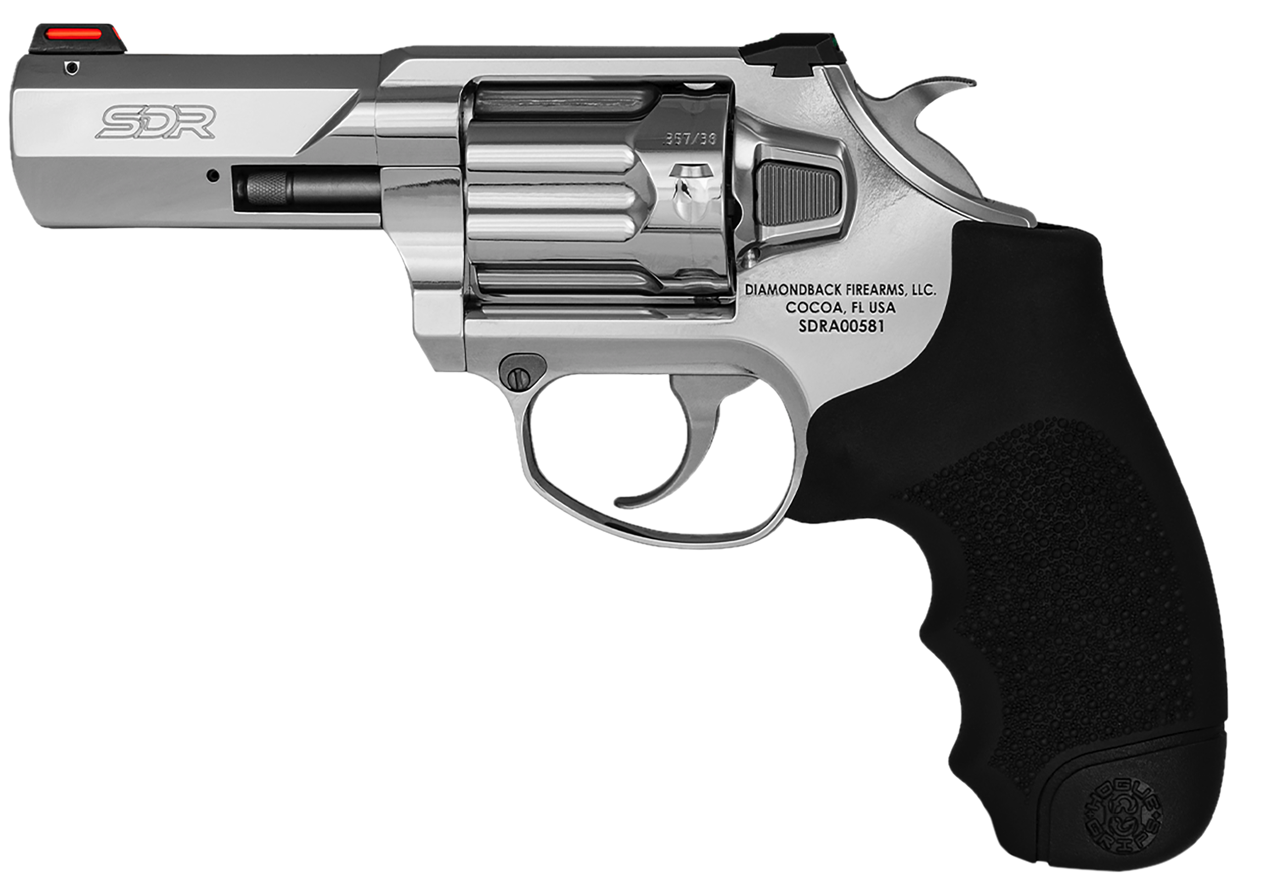 Diamondback DB0700S703 SDR  357 Mag/38 Special +P 6 Shot 3" Polished Stainless Steel Barrel, Cylinder & Frame, Black Hogue Rubber Grip, Exposed Hammer
