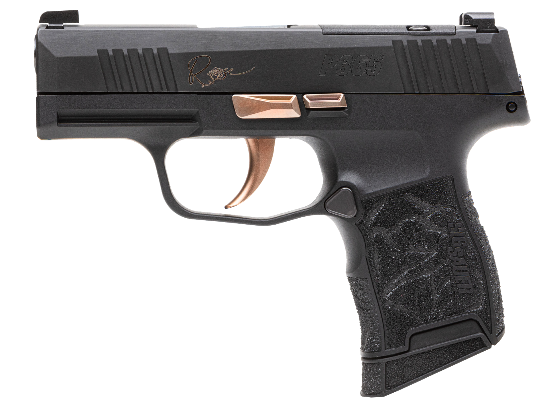 Sig Sauer 365380ROSE P365 Rose Kit Micro-Compact 380 ACP 10+1 3.10" Black Nitron Stainless Steel Optic Ready/Serrated Slide, Black w/Rose Gold Accents Stainless Steel Frame w/Accessory Rail, Black Las