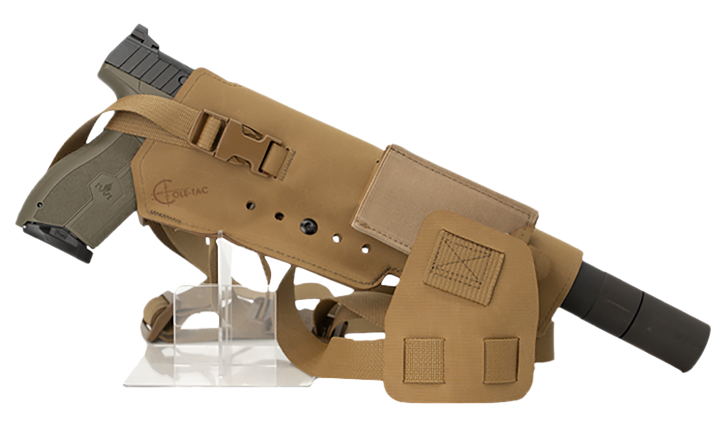 Cole-tac VWX103 Varmint Wrangler XL Pistol Holder Chest Coyote Brown Right Hand