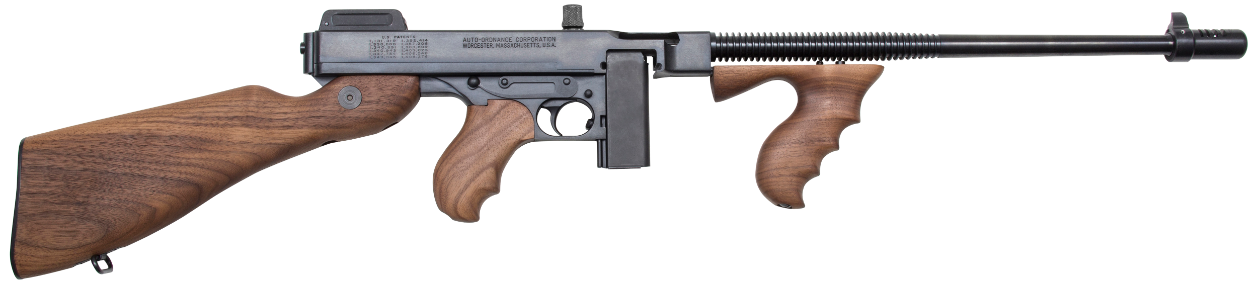 Thompson T110S 1927A-1 Deluxe 45 ACP Caliber with 16.50" Barrel, 10+1 Capacity (Stick), Blued Metal Finish, American Walnut Stock Wood Grip Right Hand
