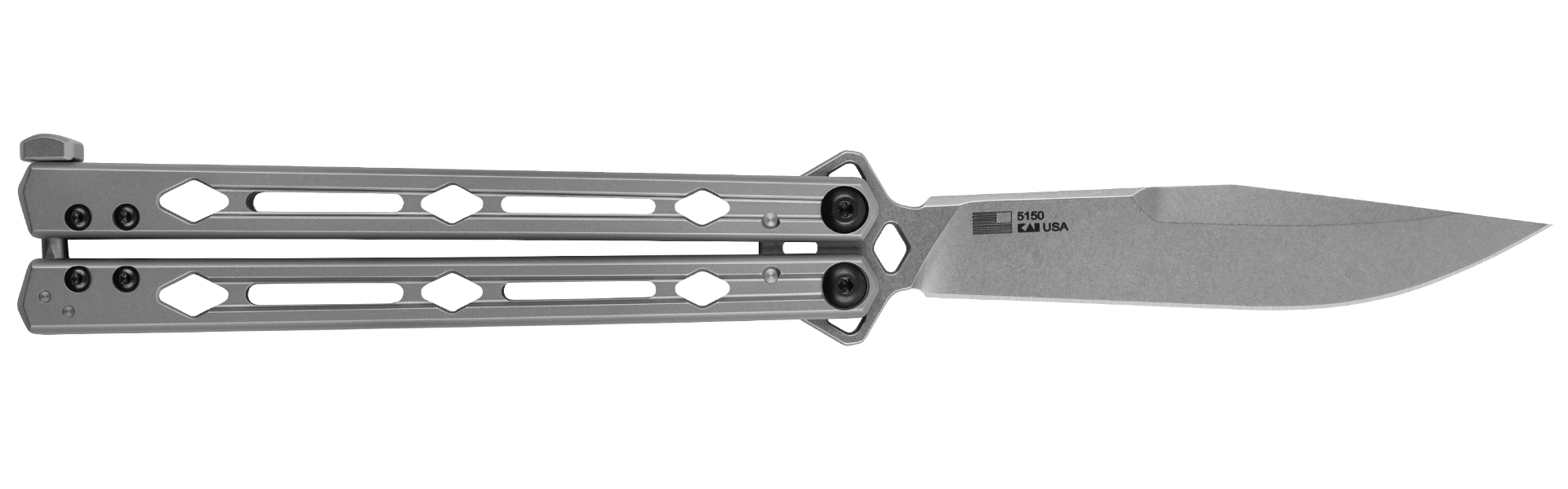 Kershaw 5150 Lucha  4.60" Butterfly Drop Point Plain Stonewashed 14C28N Steel Blade Bead Blasted Stainless Steel Handle
