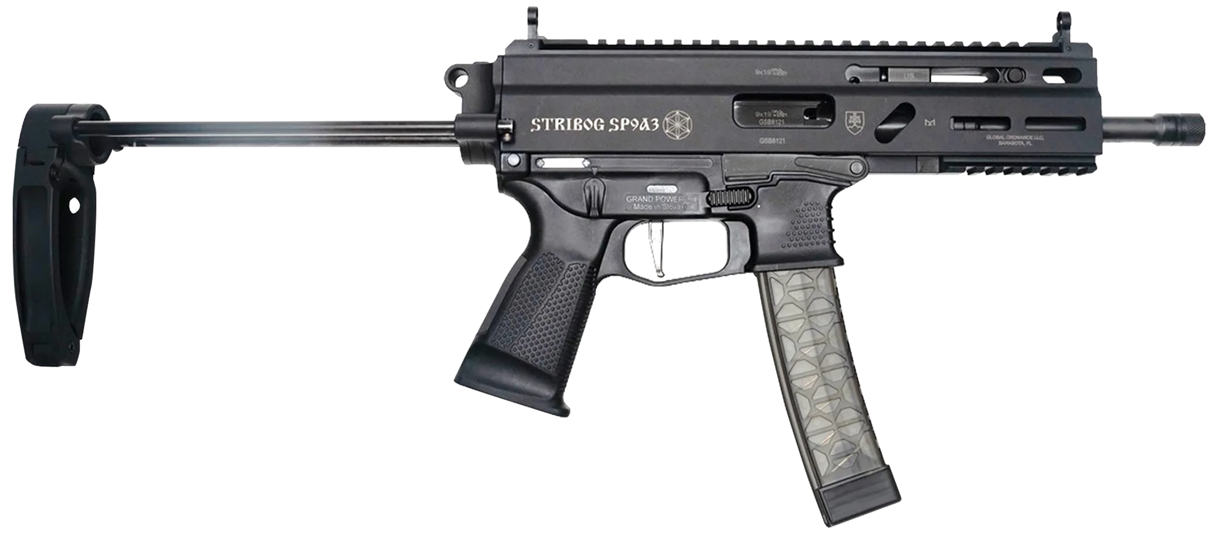 Grand Power 850003223124 Stribog SP9A3 9mm Luger 30+1 Black PDW Tailhook Brace