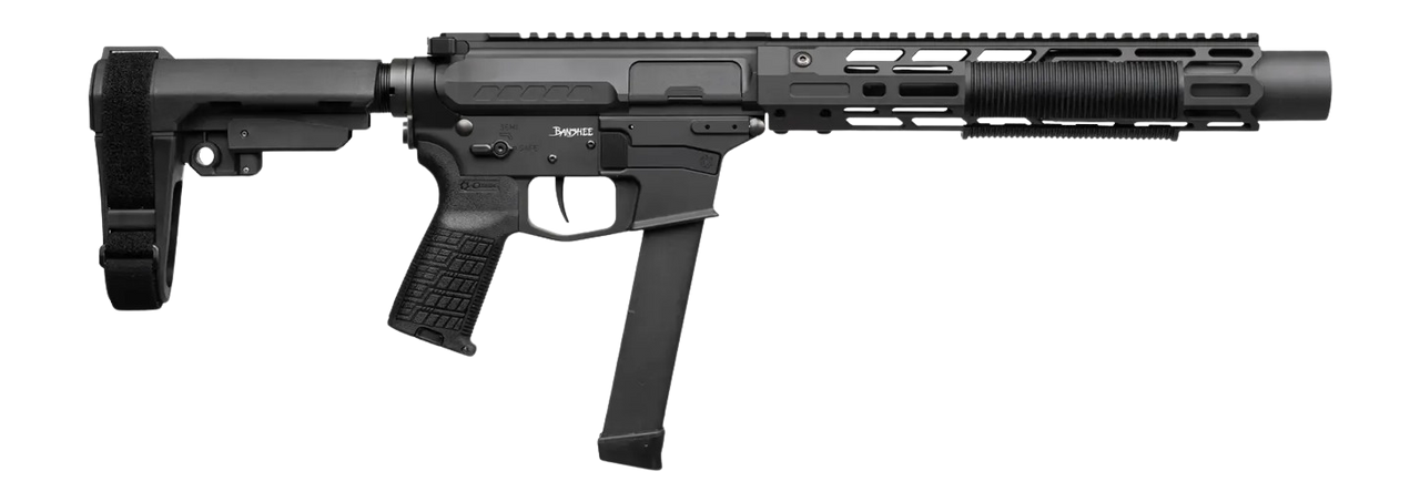 CMMG 99A6832-AB Zeroed Banshee MkGs 9mm Luger 33+1 6.50" Black Nitride Threaded Barrel, Black Armor Cerakote Aluminum Receiver w/Picatinny Rail, M-LOK Handguard, Black Polymer CMMG RipBrace, CMMG Zero