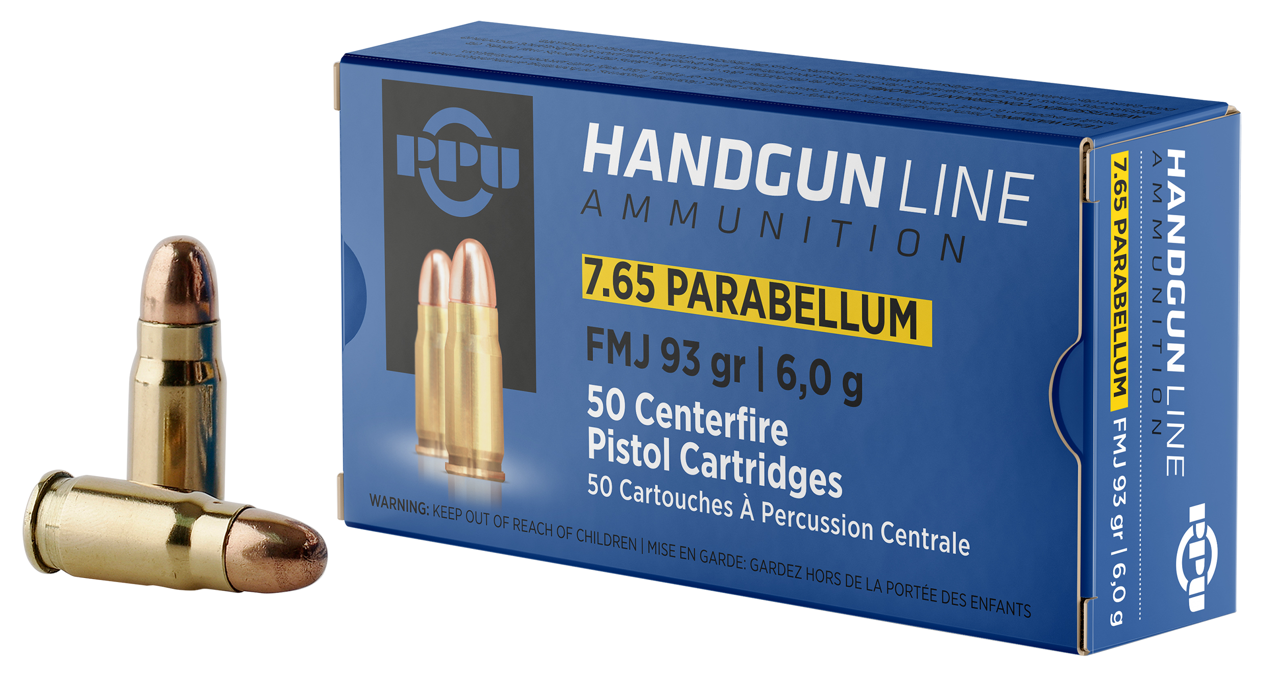 PPU PPH765P Handgun  7.65x21mmParabellum 93gr Full Metal Jacket 50 Per Box/20 Case