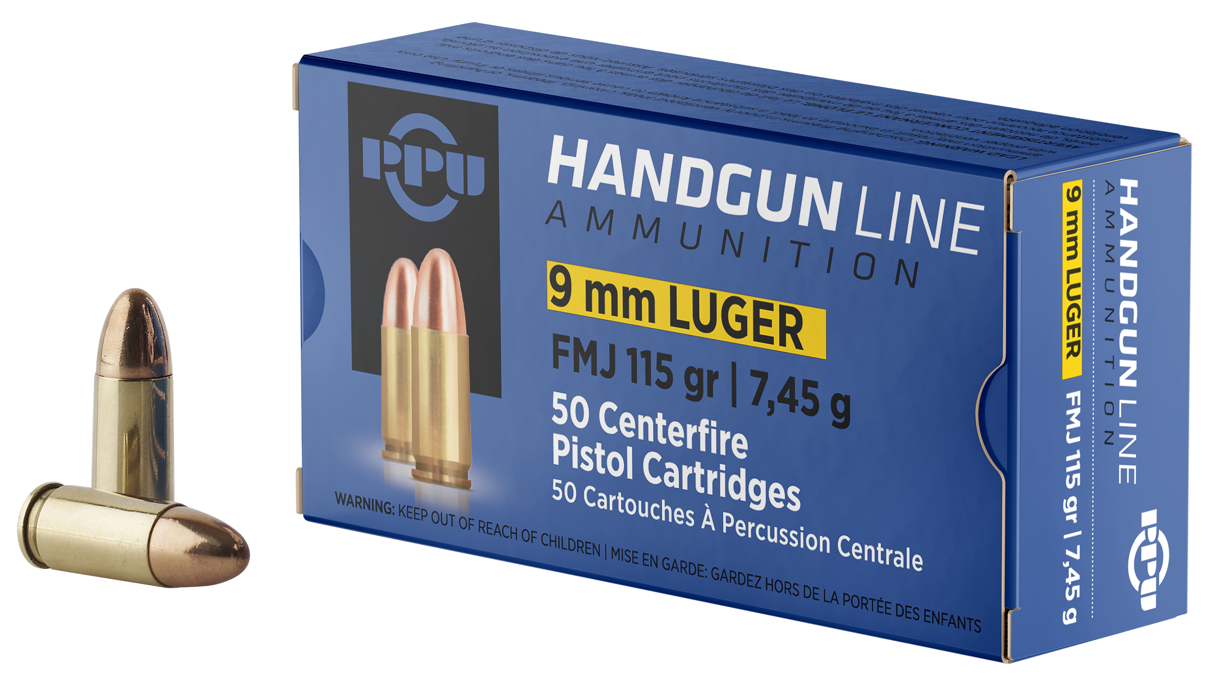 PPU PPH9F1 Handgun 9mmLuger 115gr Full Metal Jacket 50 Per Box/20 Case