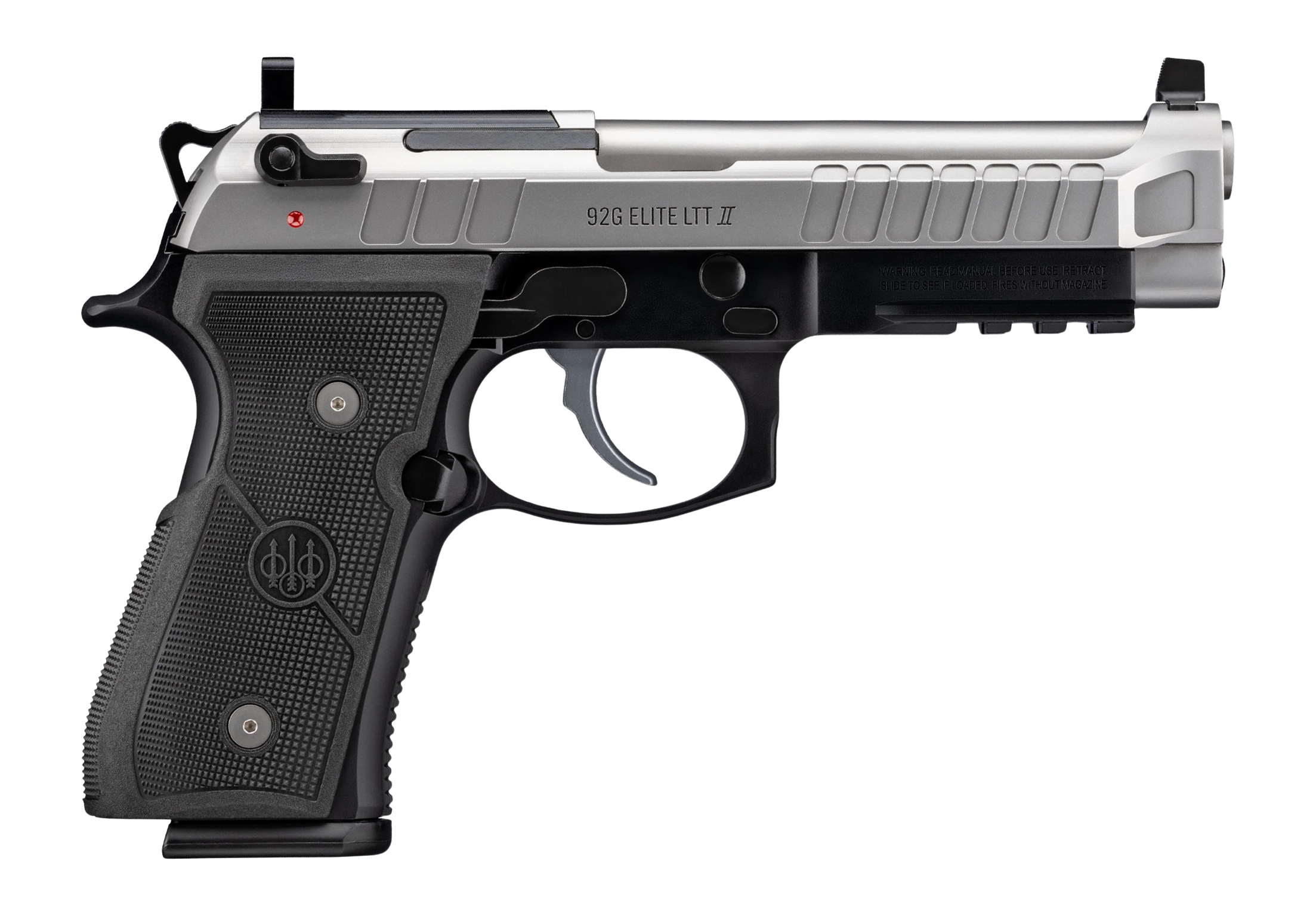 Beretta USA J92ELITE2G10 92G Elite LTT II Full Size Frame 9mm Luger 10+1 4.70" Inox Combat Target Crown Barrel, Inox Stainless Steel Optic Ready/Serrated Slide, Black Aluminum Frame w/Beavertail & Pic
