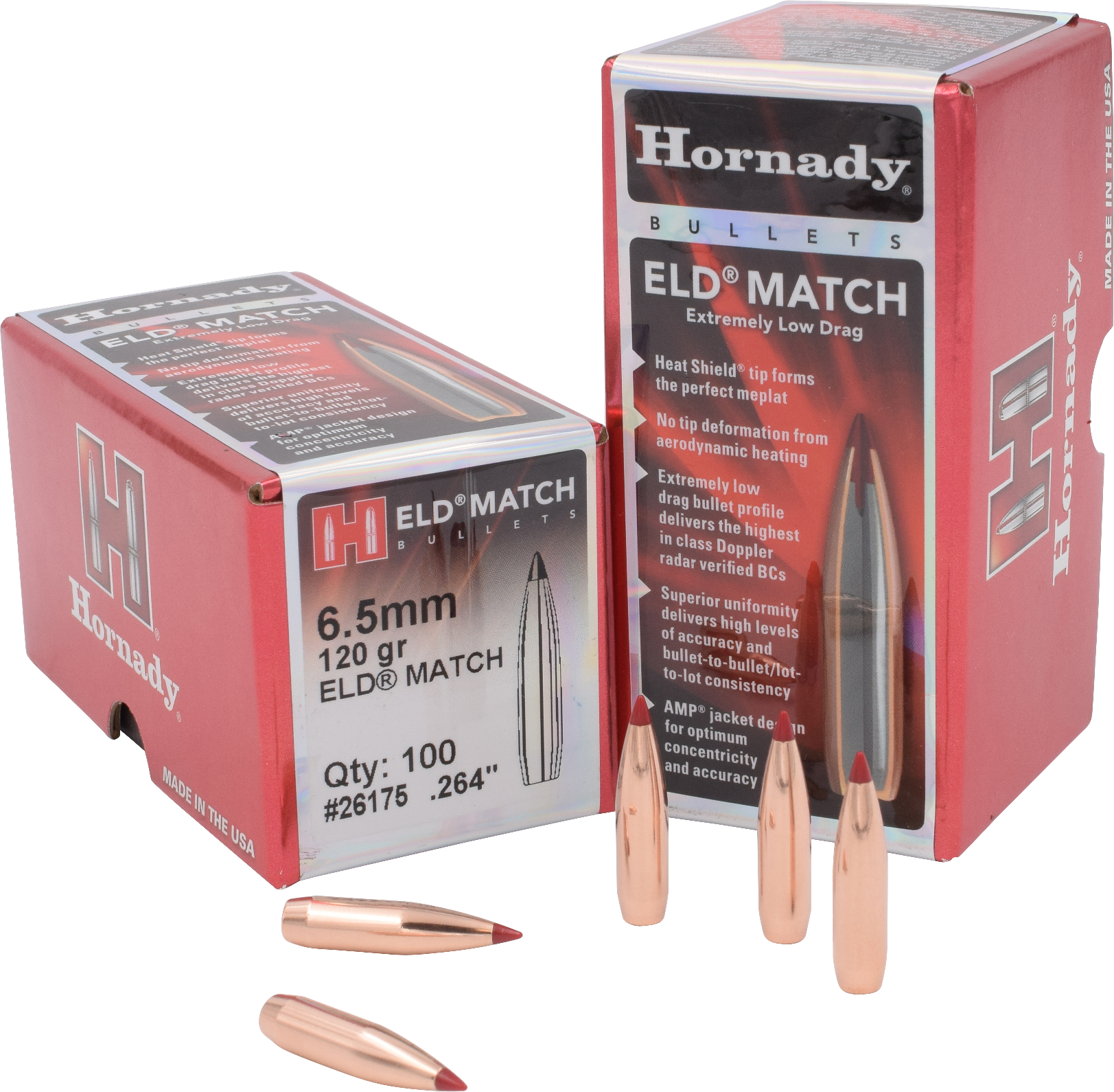 Hornady 26175 ELD Match  6.5mm .264 120 gr Extremely Low Drag Match 100 Per Box/ 25 Case