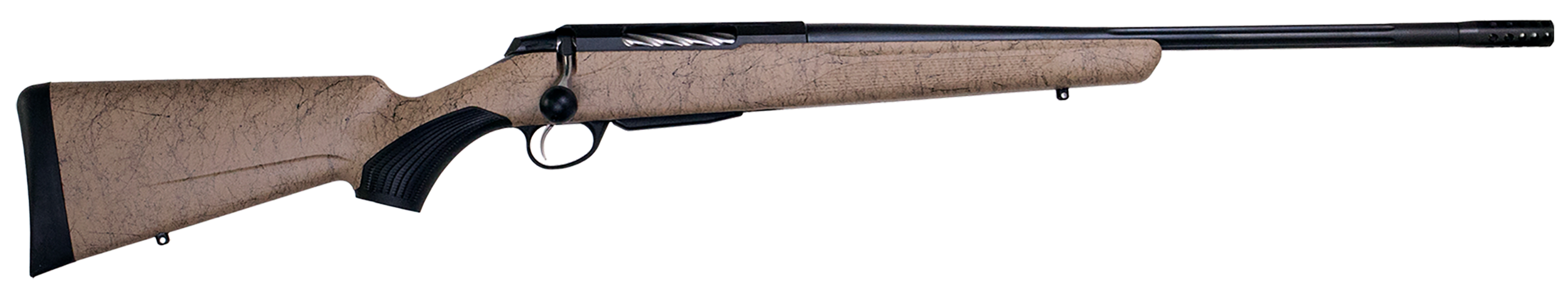 Tikka JRTXRT331R10 T3x Lite 300 Win Mag 3+1 24.30" Fluted/Threaded, Black Barrel/Rec, Black Webbed Tan Roughtech Synthetic Stock, Interchangeable Grip, Muzzle Brake