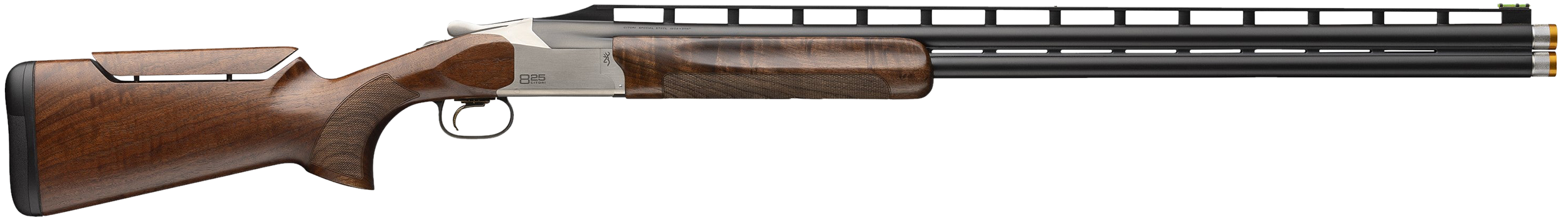 Browning 0183254002 Citori 825 Trap 12 Gauge Break Open 2.75" 2rd 32" Polished Blued Over/Under Vent Rib Barrel, Silver Nitride Stainless Steel Receiver, Adjustable Comb Gloss Black Walnut Stock