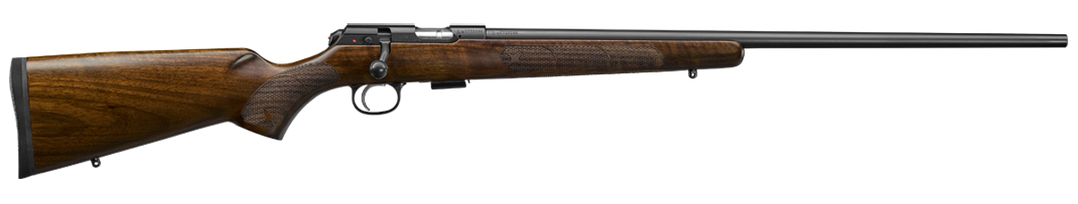 CZ-USA 02312 CZ 457 American Full Size 17 HMR 5+1 24" Black Nitride Black Nitride Steel Receiver Turkish Walnut Fixed American Style Stock Right Hand