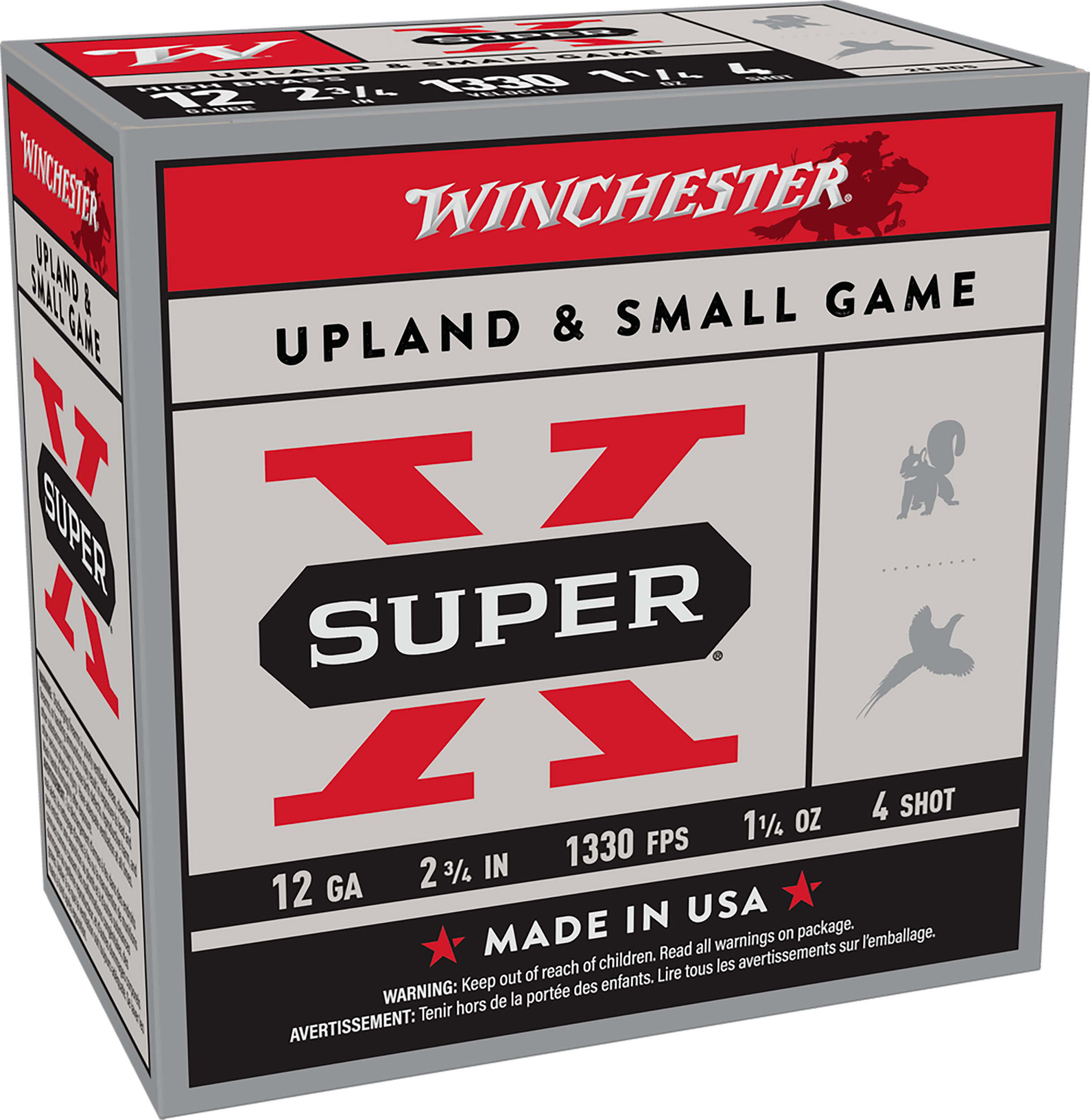 Winchester Ammo X124 Super X Game Load High Brass 12Gauge 2.75" 1 1/4oz 4Shot 25 Per Box/10 Case