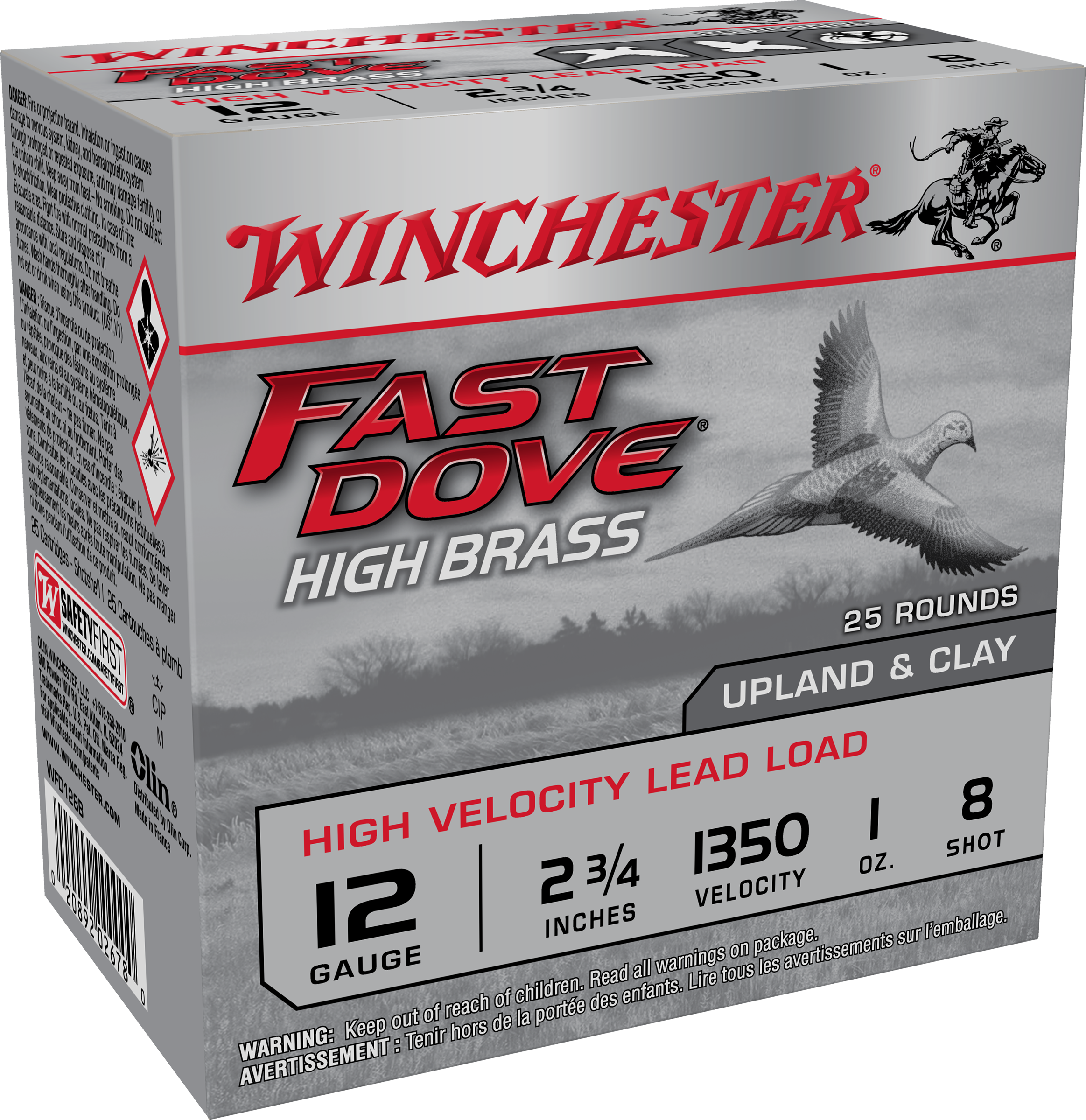 Winchester Ammo WFD128B Fast Dove & Clay High Brass 12Gauge 2.75" 1oz 8Shot 25 Per Box/10 Case