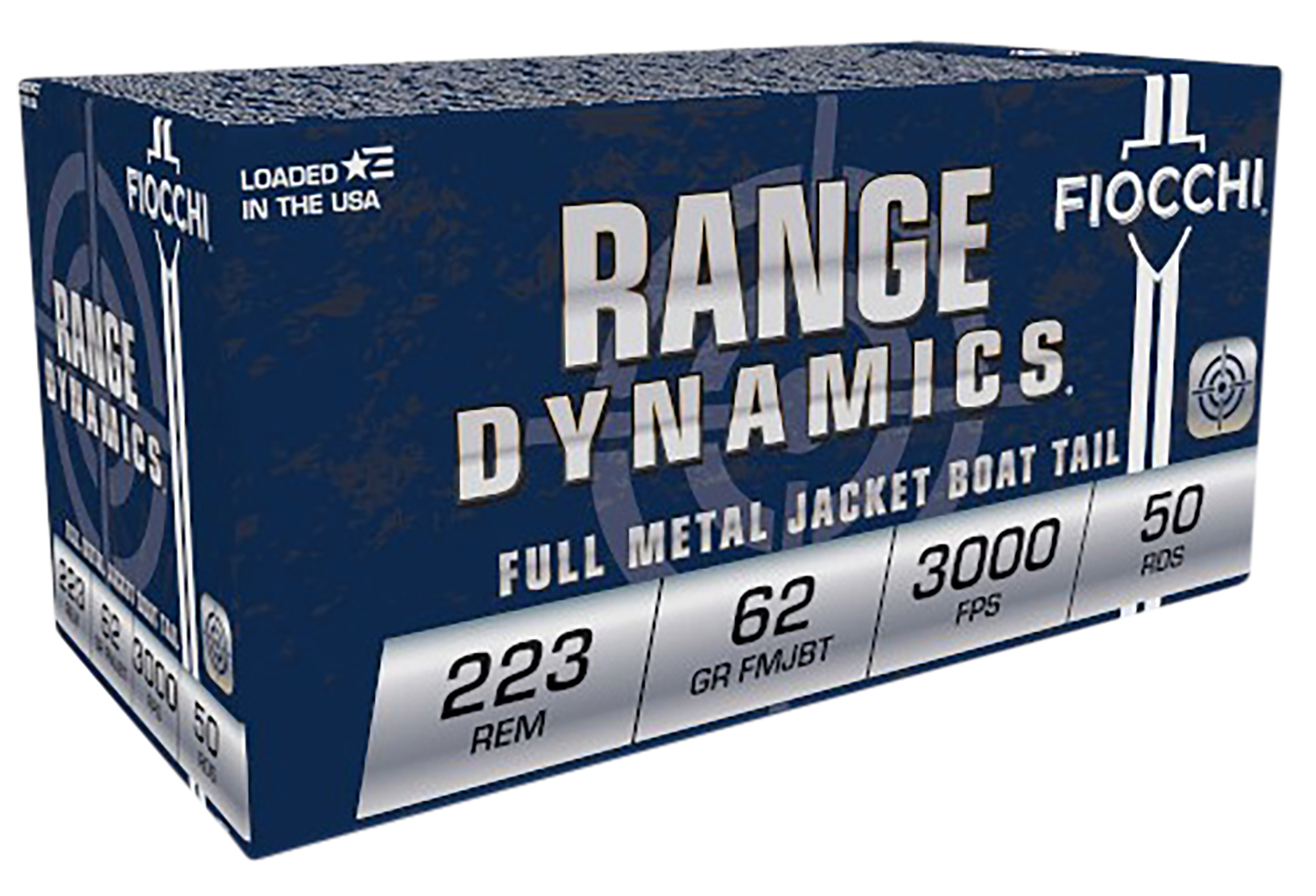 Fiocchi 223C Range Dynamics  223Rem 62gr Full Metal Jacket Boat Tail 50 Per Box/20 Case