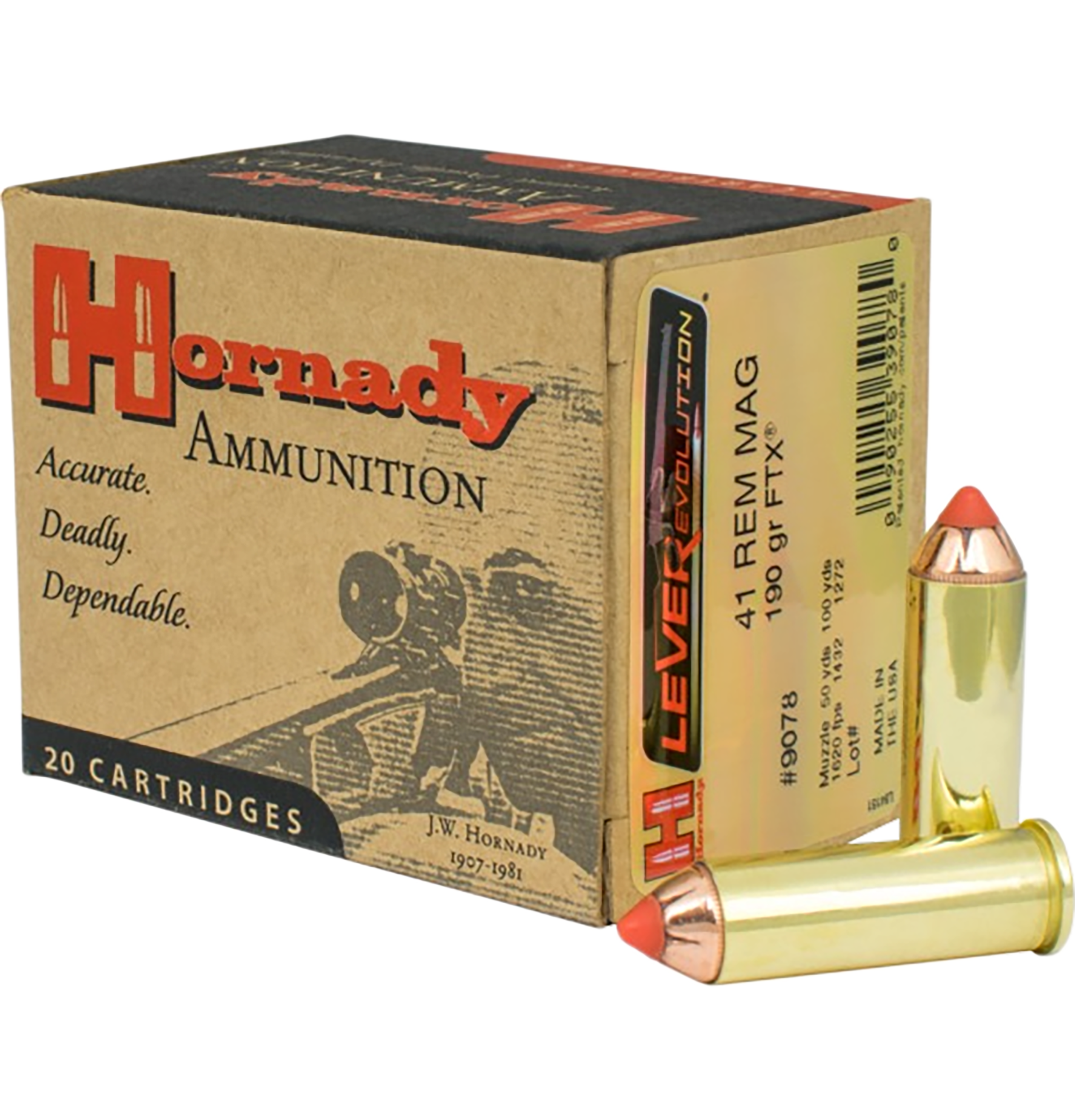 Hornady 9078 LEVERevolution 41RemMag 190gr Hornady Flex Tip eXpanding 20 Per Box/10 Case