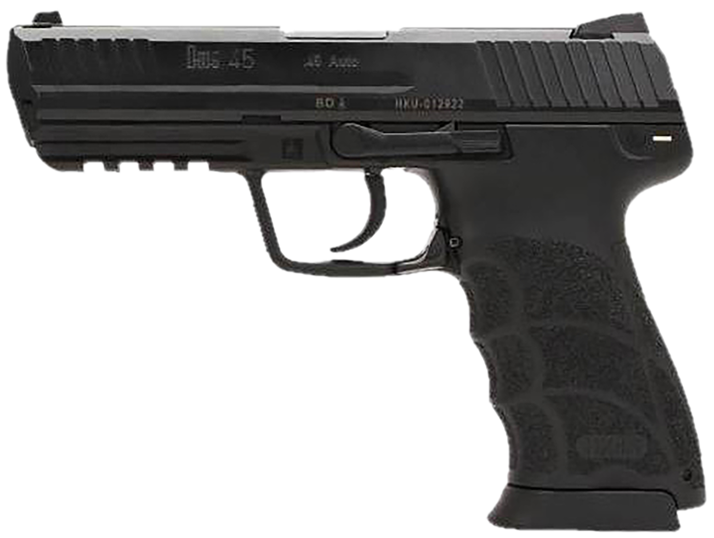 HK 81001114 HK45 V7 LEM .45 ACP DAO 10+1 4.46" Black Polygonal Rifled Barrel, Black Cerakote Serrated Steel Slide, Black Polymer Frame w/Picatinny Rail, Ambidextrous