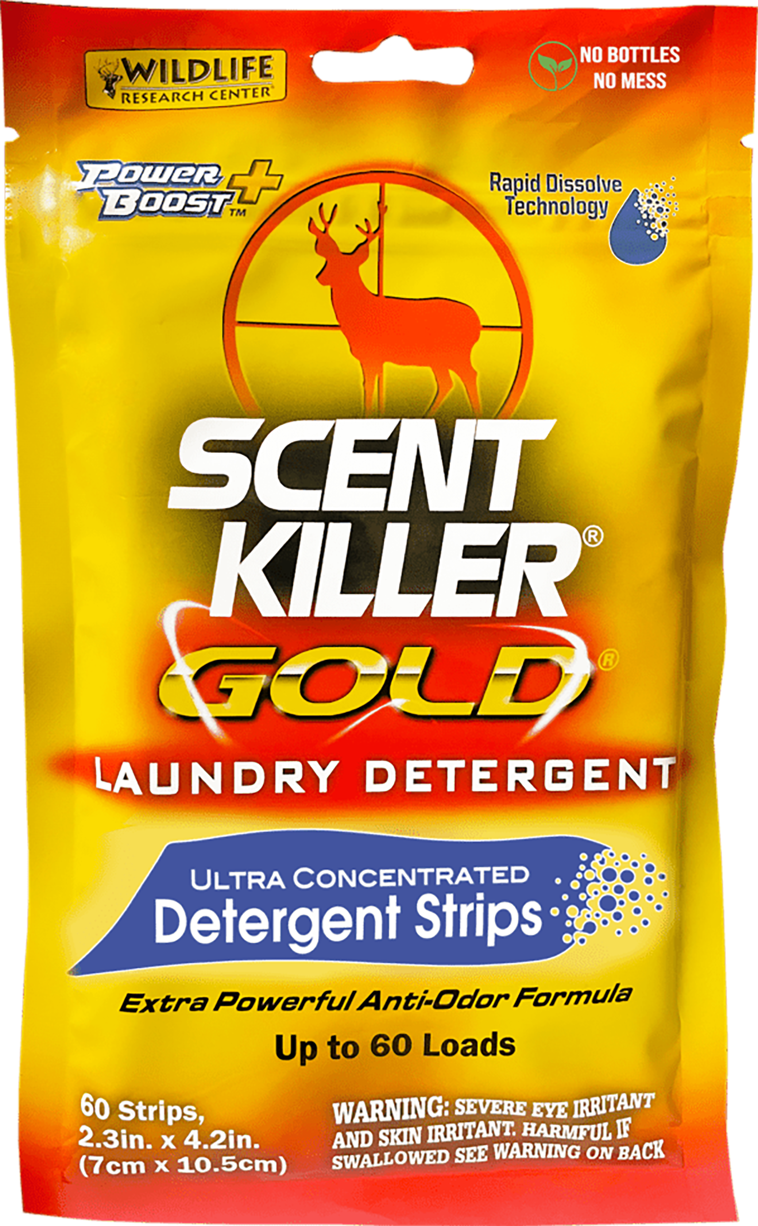 Wildlife Research 1285 Scent Killer Gold Laundry Detergent Strips Odor Eliminator Odorless Scent 60 Pack