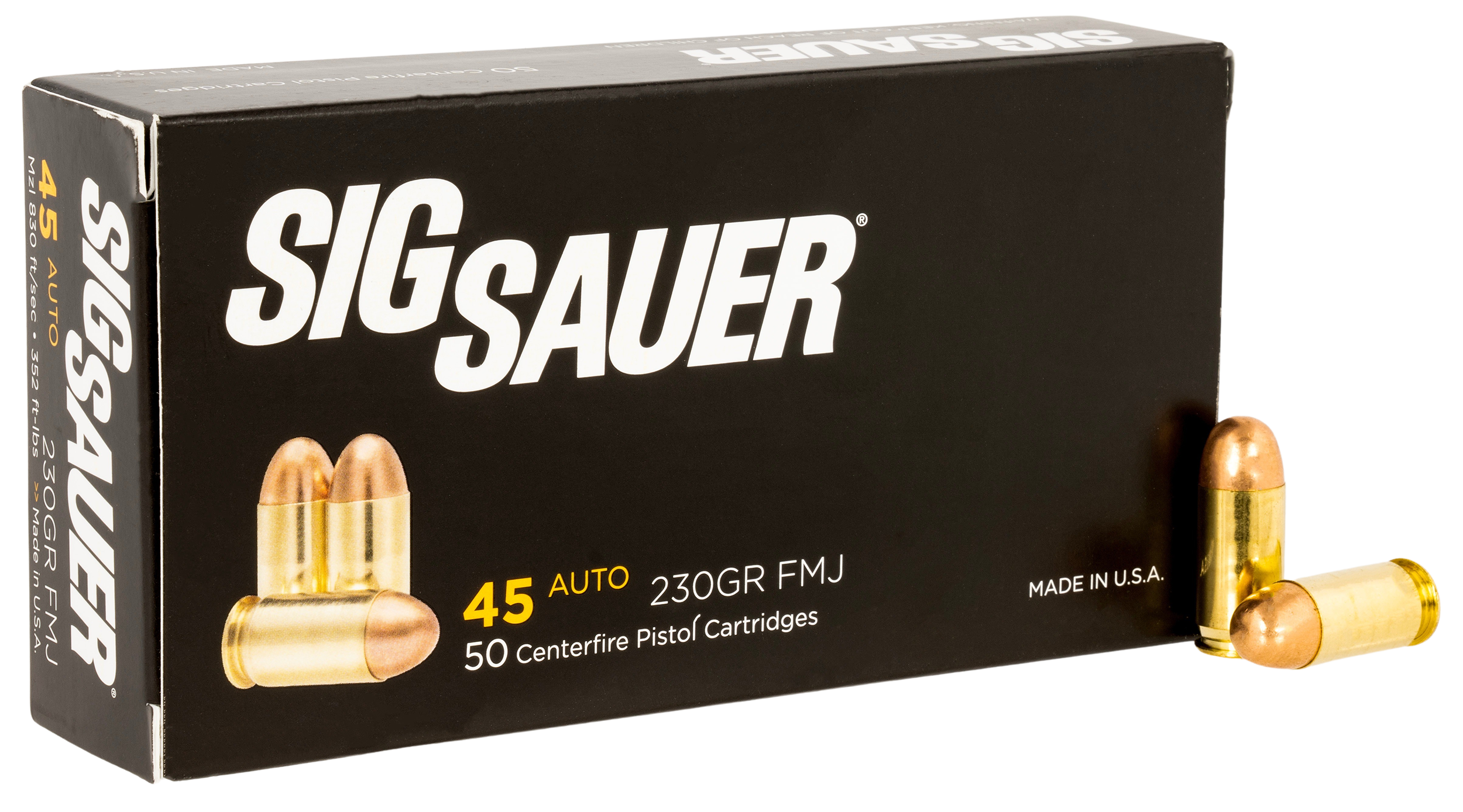 Sig Sauer E45BA350 Elite Ball  45ACP 230gr Full Metal Jacket 50 Per Box/20 Case
