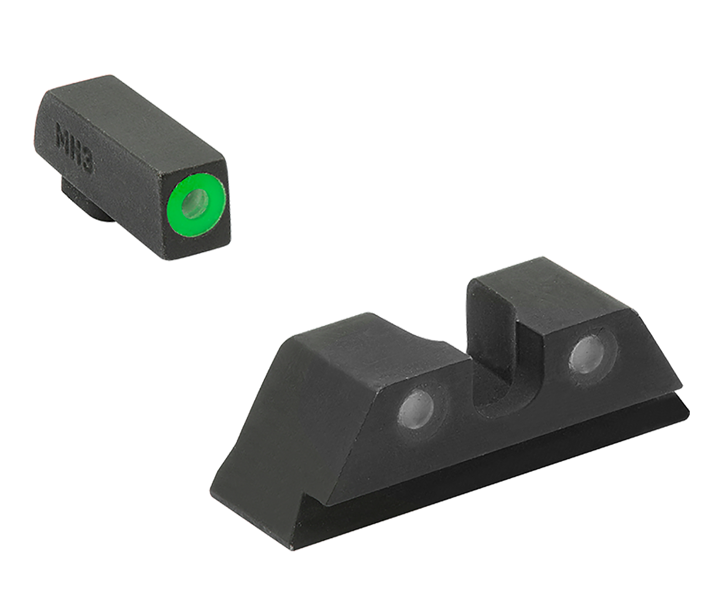 Meprolight USA 402243111 Hyper-Bright Sight Set Green Tritium/Black Frame Compatible w/Glock 17/17L/19/22/23, Post/Dovetail Mount