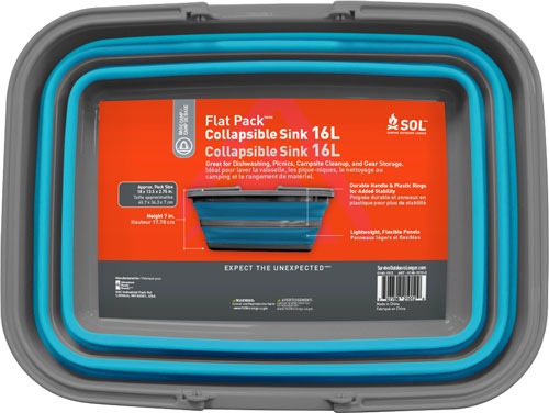ARB SOL FLAT PACK SINK 16 LITER W/STURDY CARRY HANDLE<