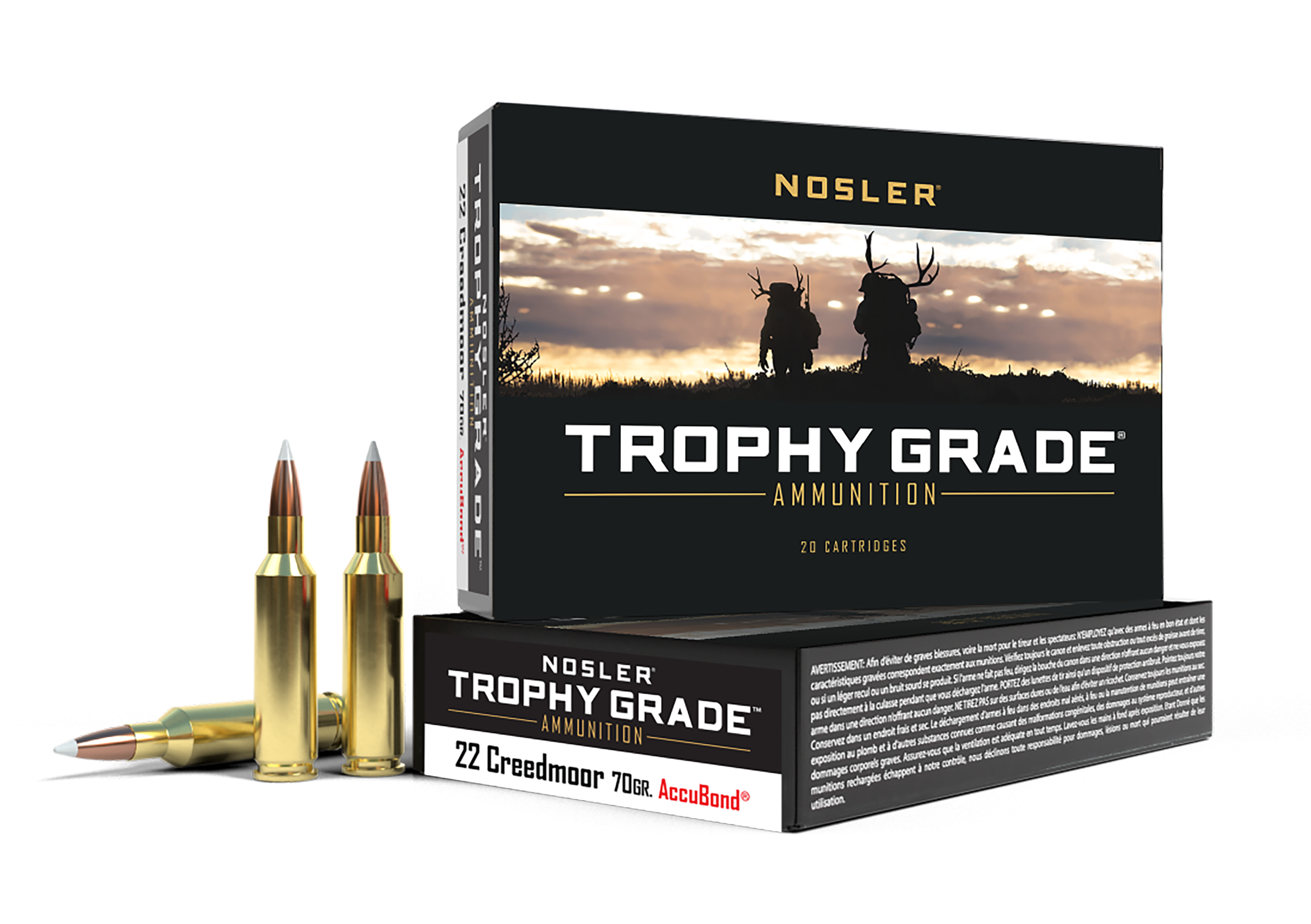 Nosler 60152 Trophy Grade  22Creedmoor 70gr AccuBond 20 Per Box/10 Case