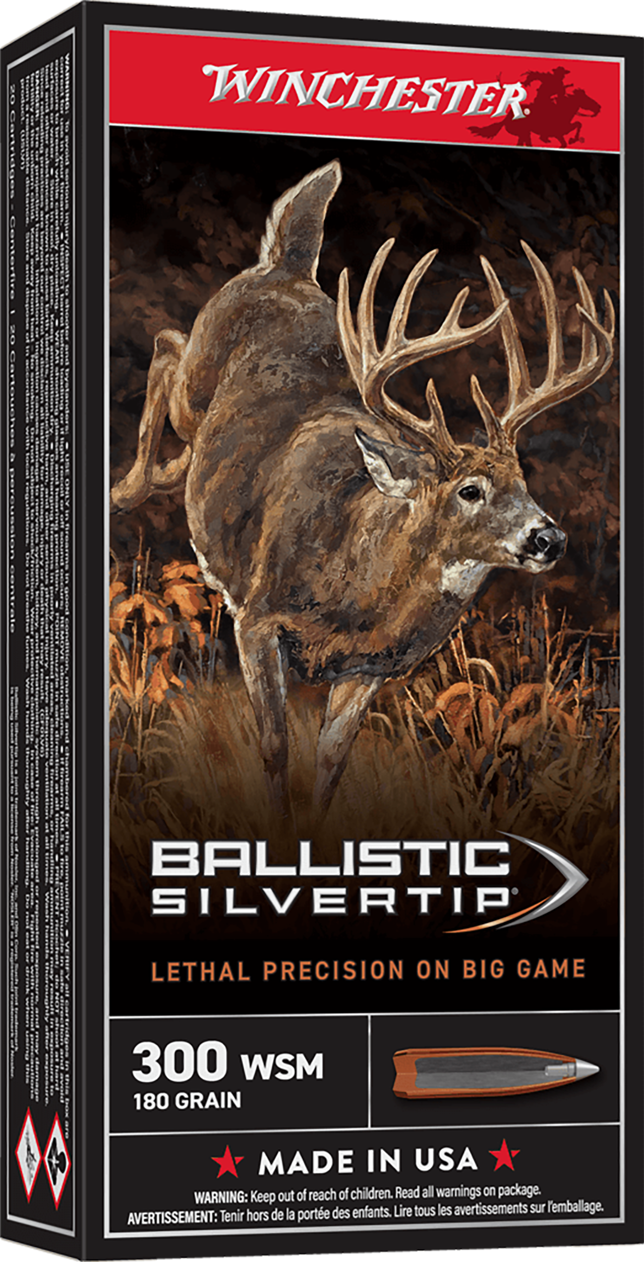 Winchester Ammo SBST300SA Ballistic Silvertip  300WSM 180gr Rapid Controlled Expansion Polymer Tip 20 Per Box/10 Case