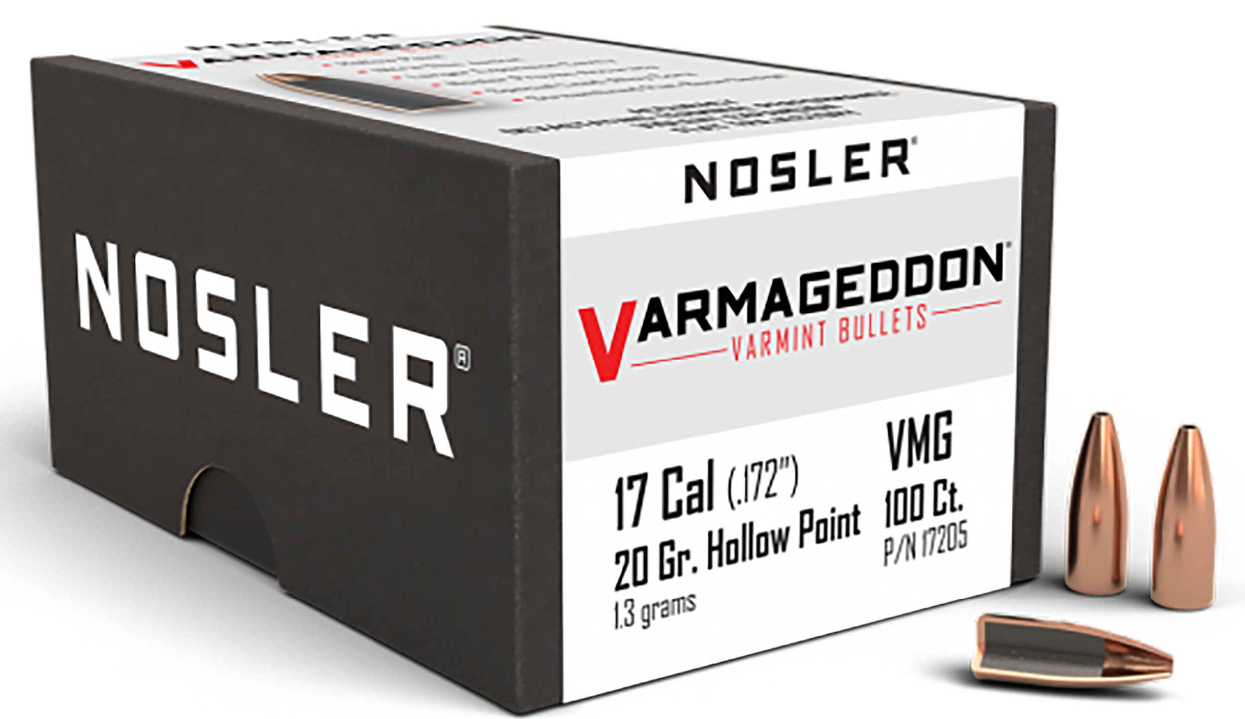 Nosler 17205 Varmageddon  17Cal 20gr Flat Base Hollow Point 100/Box