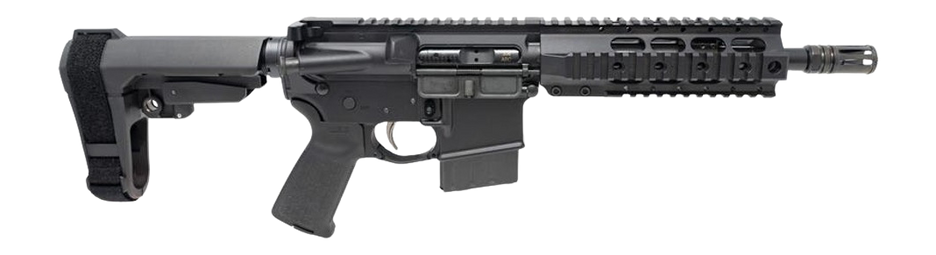 Dpms Panther Arms DP51655225433 Kitty Kat S9 338 ARC 8" Black Nitride Heavy Threaded Barrel, Black Hardcoat Anodize Aluminum Receiver w/Picatinny Rail, DPMS Quad Rail Handguard, Black Polymer SB Tacti
