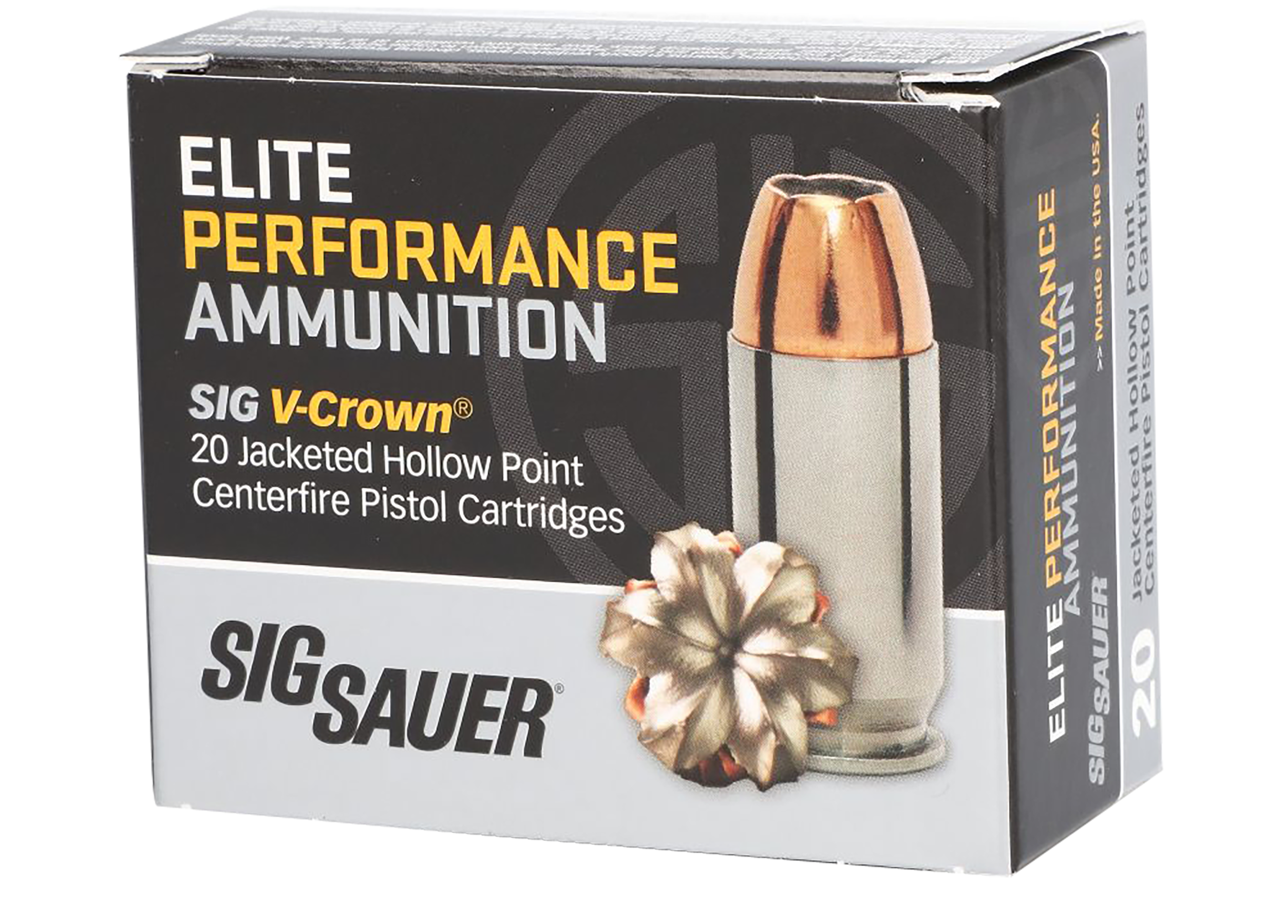 Sig Sauer E40SW220 Elite Performance 40S&W 180gr V-Crown Jacketed Hollow Point 20 Per Box/10 Case