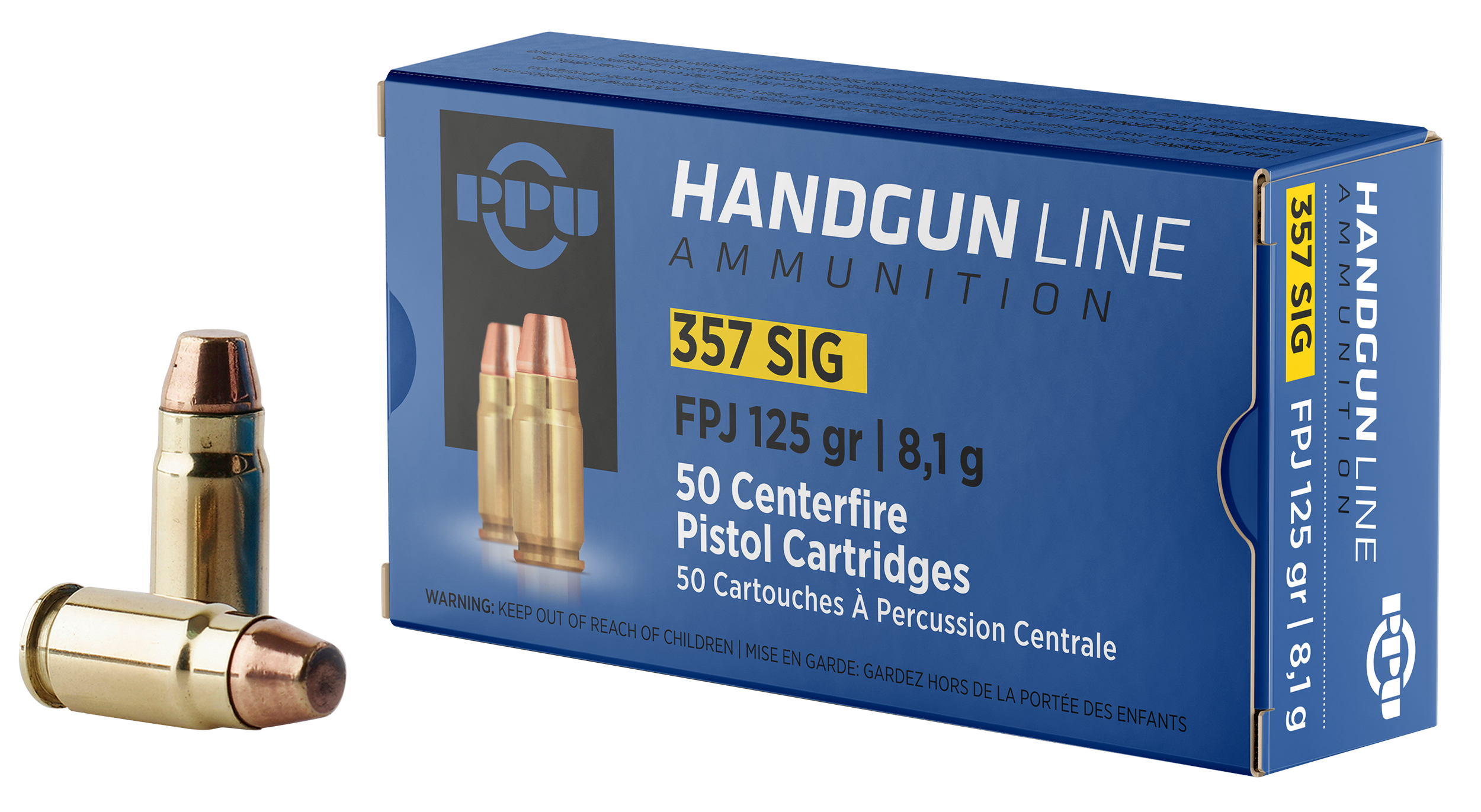 PPU PPH357S Handgun 357Sig 125gr Flat Point Jacketed 50 Per Box/20 Case