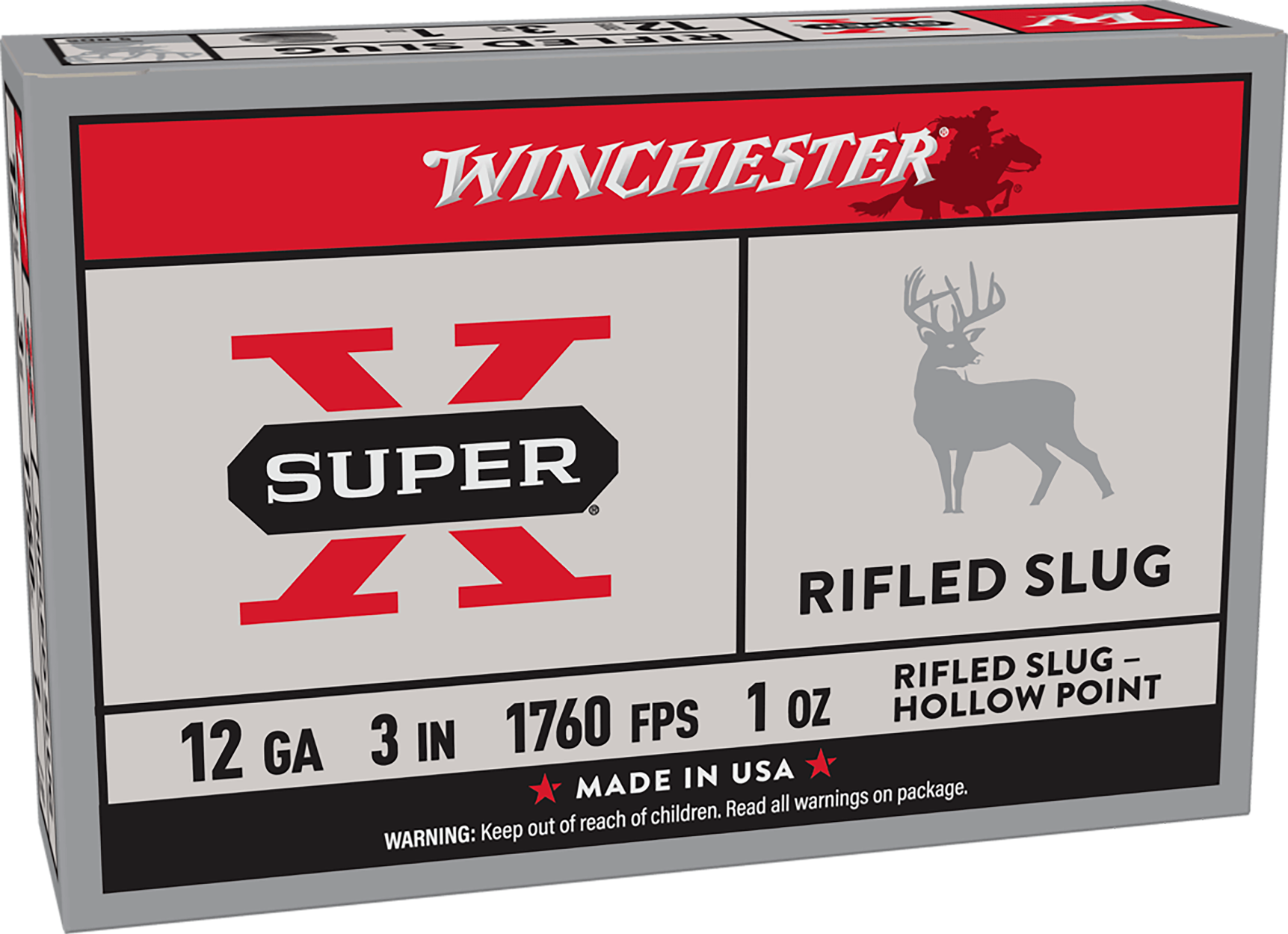 Winchester Ammo X123RS15 Super X  12Gauge 3" 1oz Rifled Slug Shot 5 Per Box/50 Case