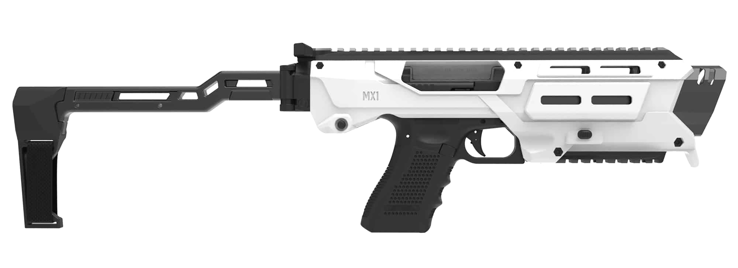 Meta Tactical Llc MX1-PS-WT MX-1 Conversion Kit Compatible w/Glock, White Aluminum Frame w/M-LOK & Picatinny Rail, Black Polymer Folding Stabilizer