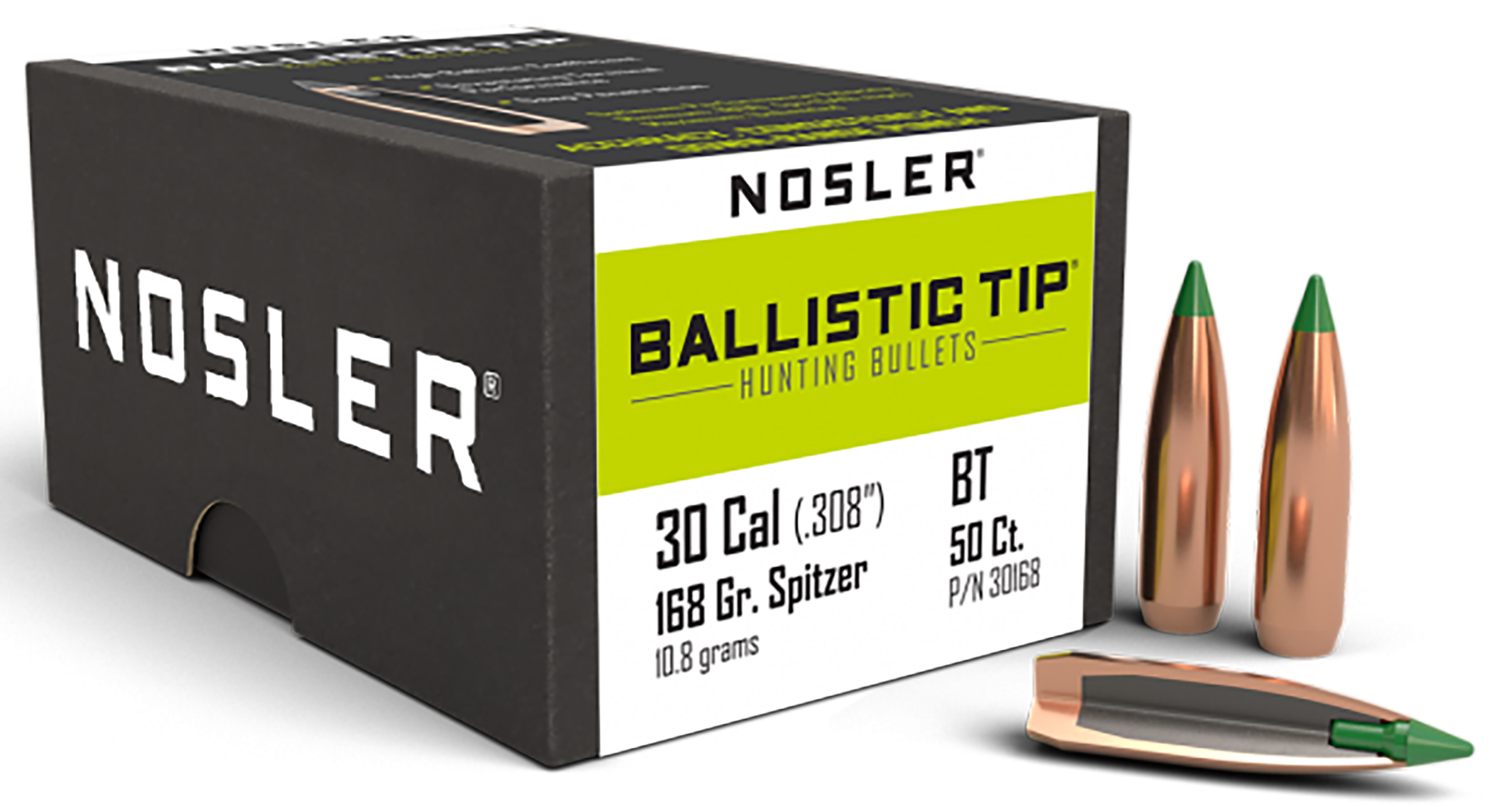 Nosler 30168 Ballistic Tip 30Caliber 168gr Spitzer 50/Box