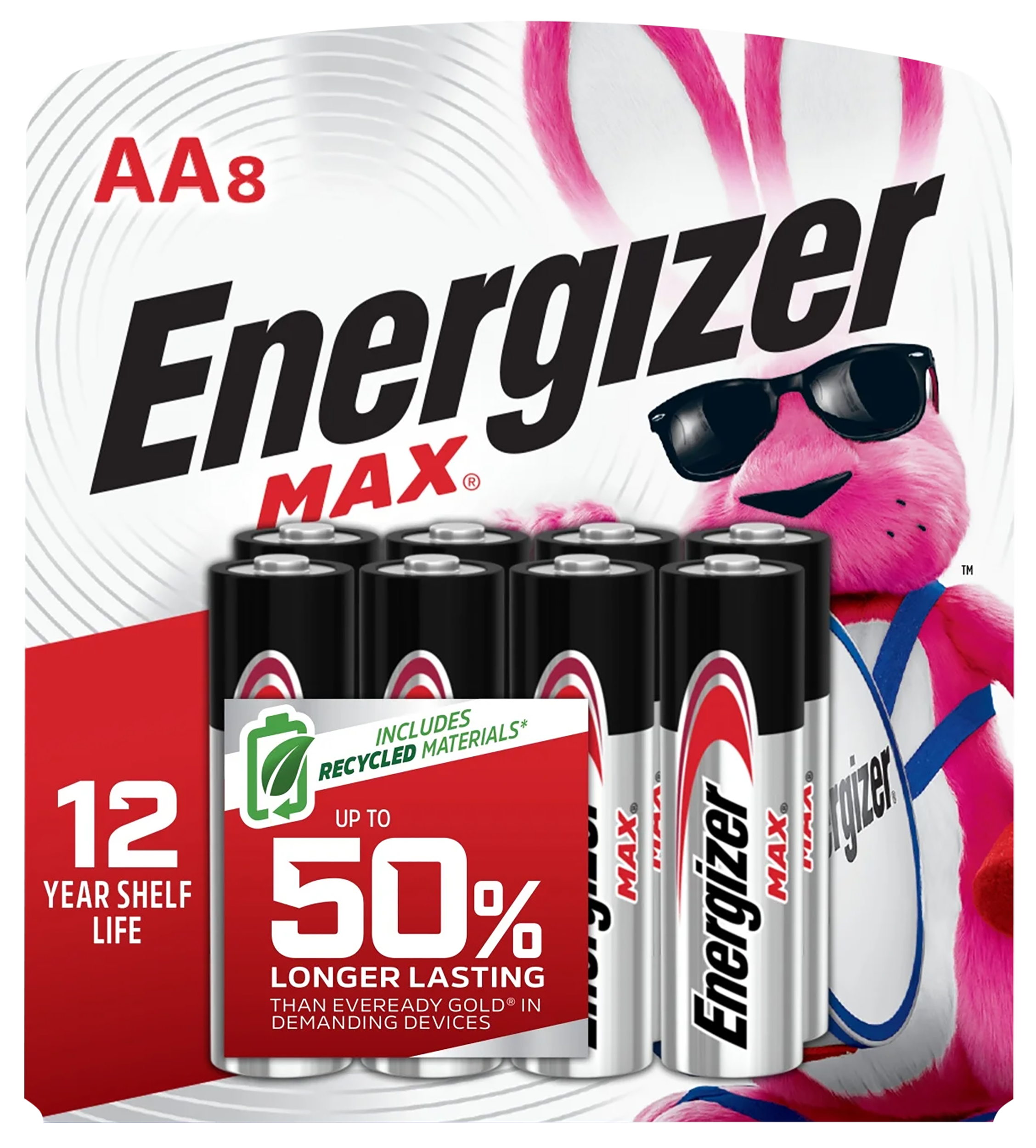 Energizer E91MP8 AA Max Silver 1.5V Alkaline, Qty (8) Single Pack
