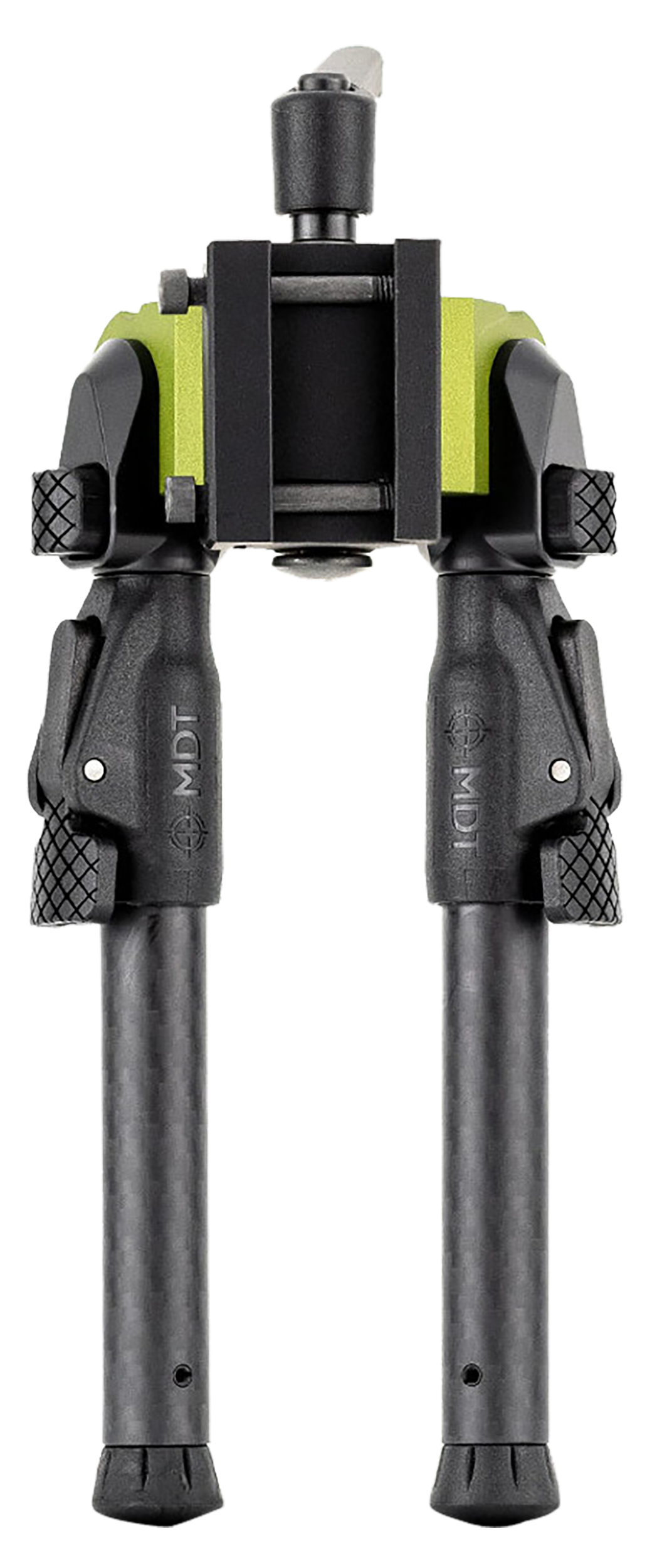 Mdt Sporting Goods Inc 105561GRN GRND-POD  Green/Black 4.50"-9" Carbon Fiber/Aluminum, Adj. Throw Lever, 4 Leg Postitions, Fits ARCA Rail & RRS Dovetail