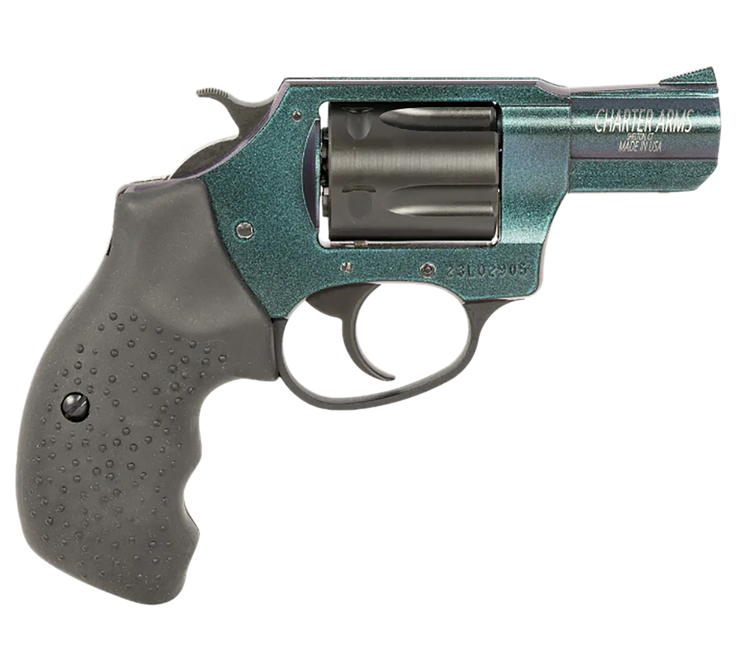 Charter Arms 25387 Undercover Chameleon 38 Special 5rd 2" Barrel, Overall Hi-Polished Iridescent Cerakote Finish, Standard Hammer, Finger Grooved Black Rubber Grip