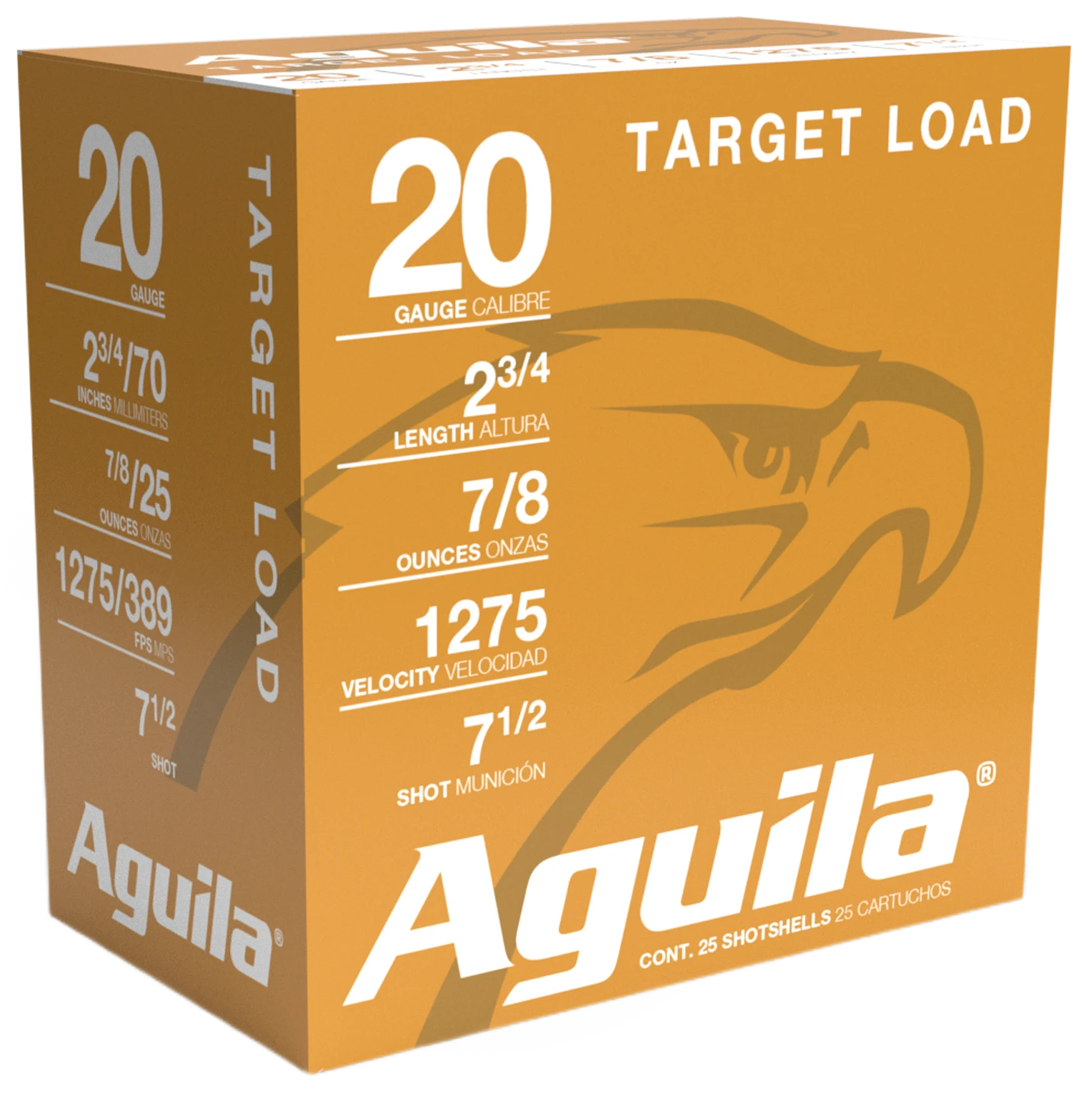 Aguila 1CHB2037 Target Load Competition 20Gauge 2.75" 7/8oz 7.5Shot 25 Per Box/10 Case
