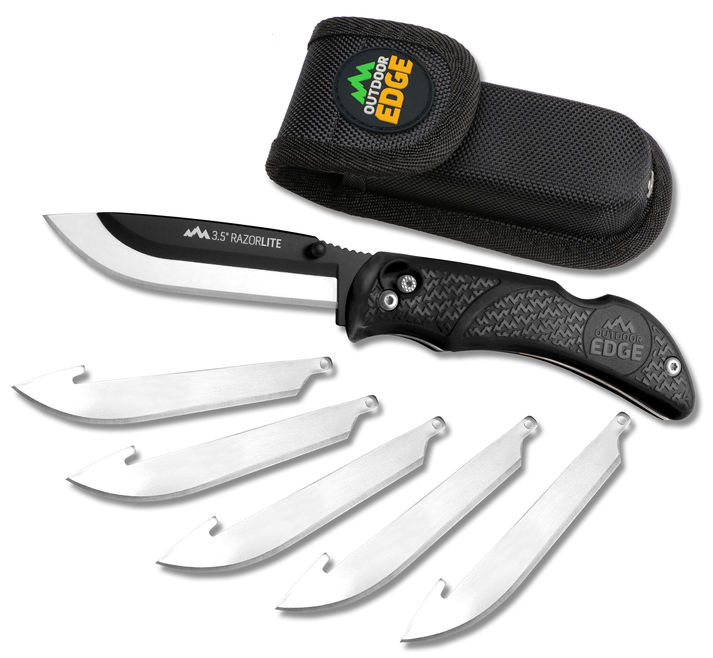 Outdoor Edge RL10C RazorLite  3.50" Folding Plain Black Oxide 420J2 SS Blade, Black TPR Handle