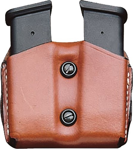 DESANTIS DOUBLE MAG POUCH OWB LEATHER FITS GLOCK 43 TAN