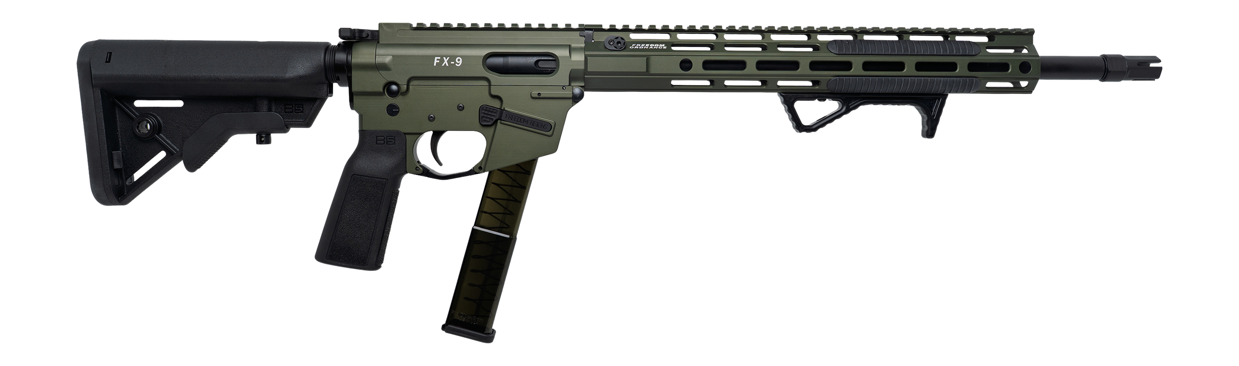 Freedom Ordance FX9R16E-ODG FX9R Elite 9mm Luger 16" Black Nitride Barrel, OD Green Anodized Aluminum Receiver w/Picatinny Rail Black B5 Bravo Polymer Stock, B5 P Type Grip
