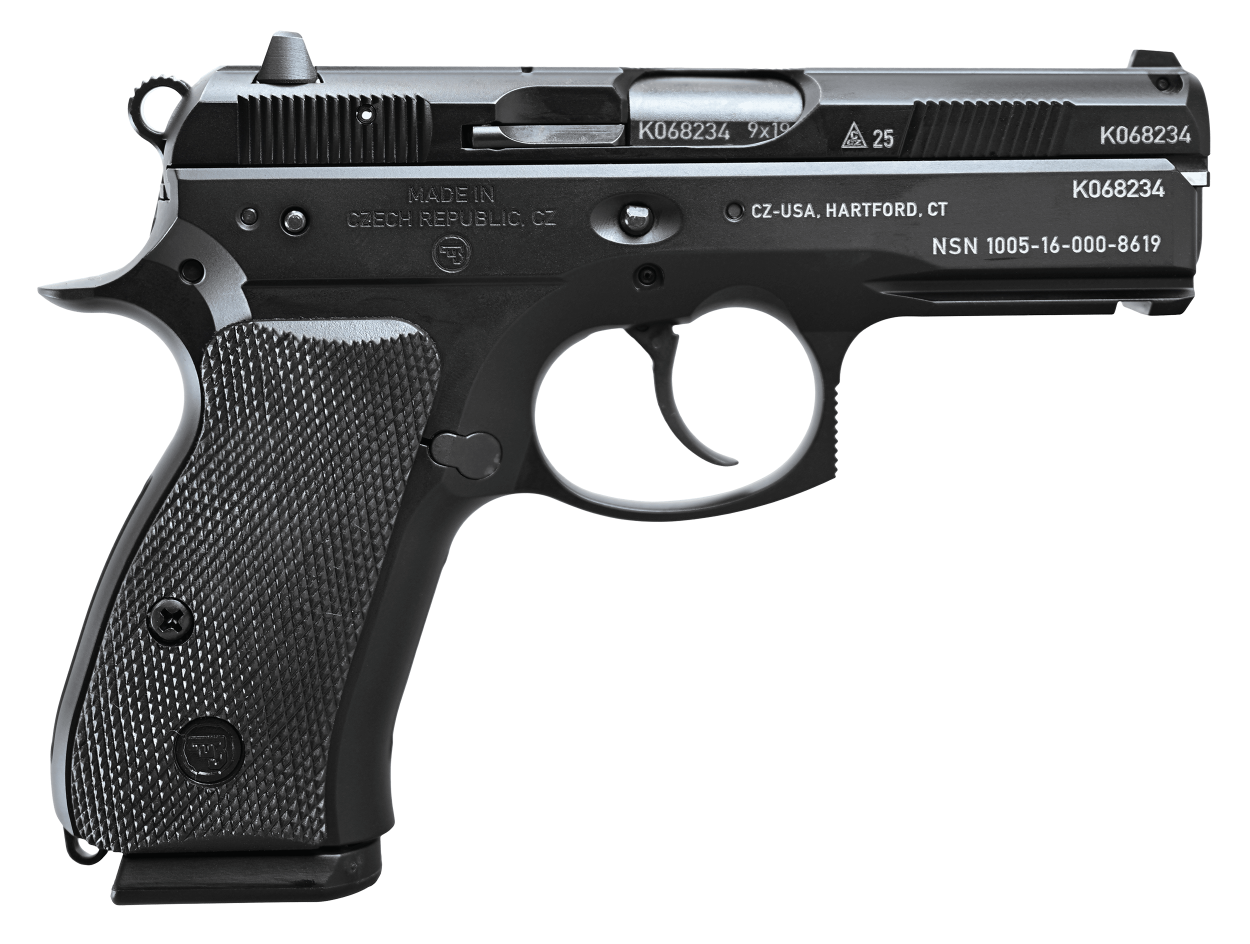 CZ-USA 91297 75 P01 50th Anniversary Elite 9mm Luger 15+1 3.75" Black Steel Barrel & 50th Anniversary Engraved/Serrated Slide, Black Polycoat Aluminum Frame w/Beavertail, Black Rubber Grip