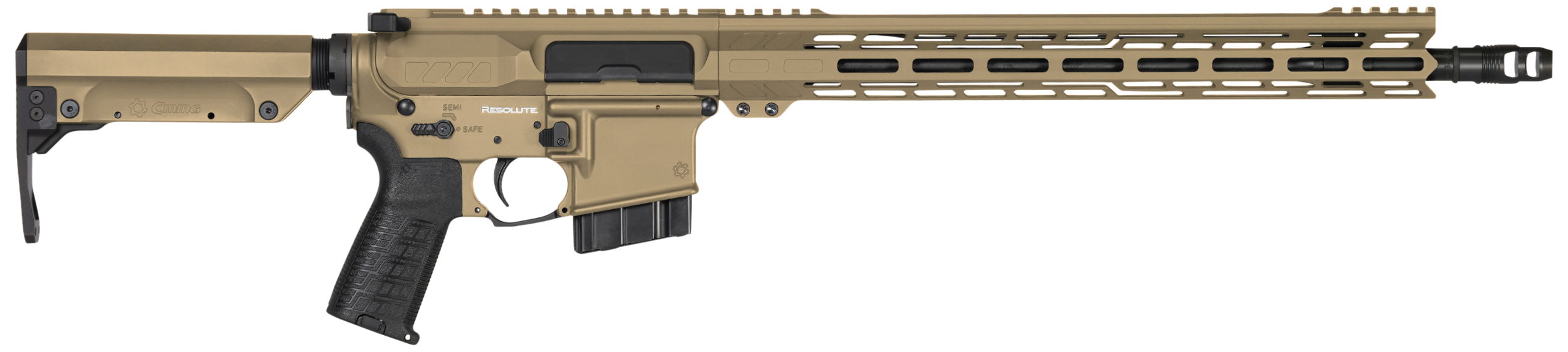CMMG 28A670CCT Resolute MK4 22 ARC Black Nitride Threaded Barrel, Coyote Tan Cerakote Picatinny Rail Aluminum Receiver, M-LOK Handguard, Black Synthetic CMMG 6 Position RipStock, Black Polymer Grip
