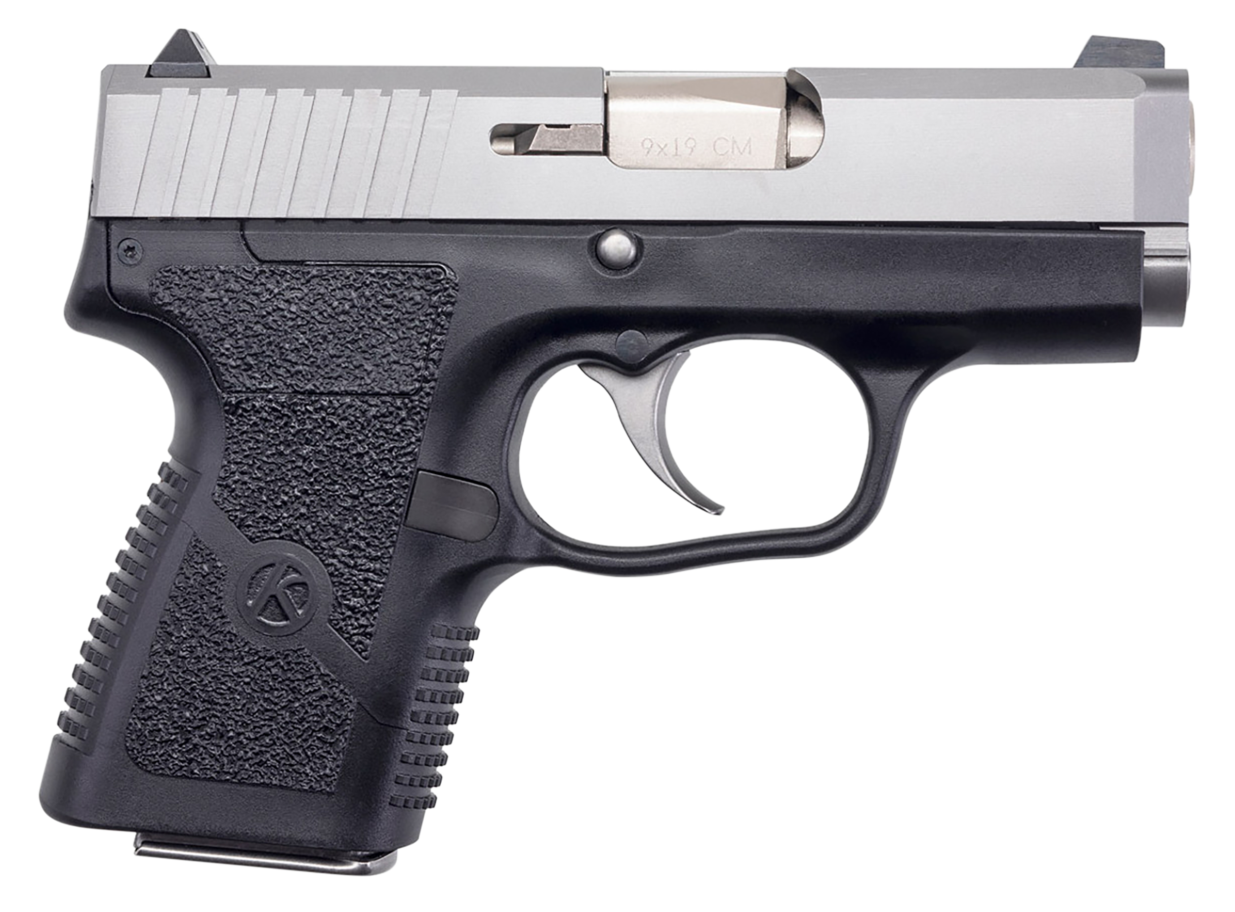 Kahr Arms CM9093N CM9  9mm Luger 6+1 3" Stainless Steel Barrel, Matte Stainless Serrated Slide, Black Polymer Frame, Black Textured Polymer Grip, Night Sights, No Safety, Right Hand